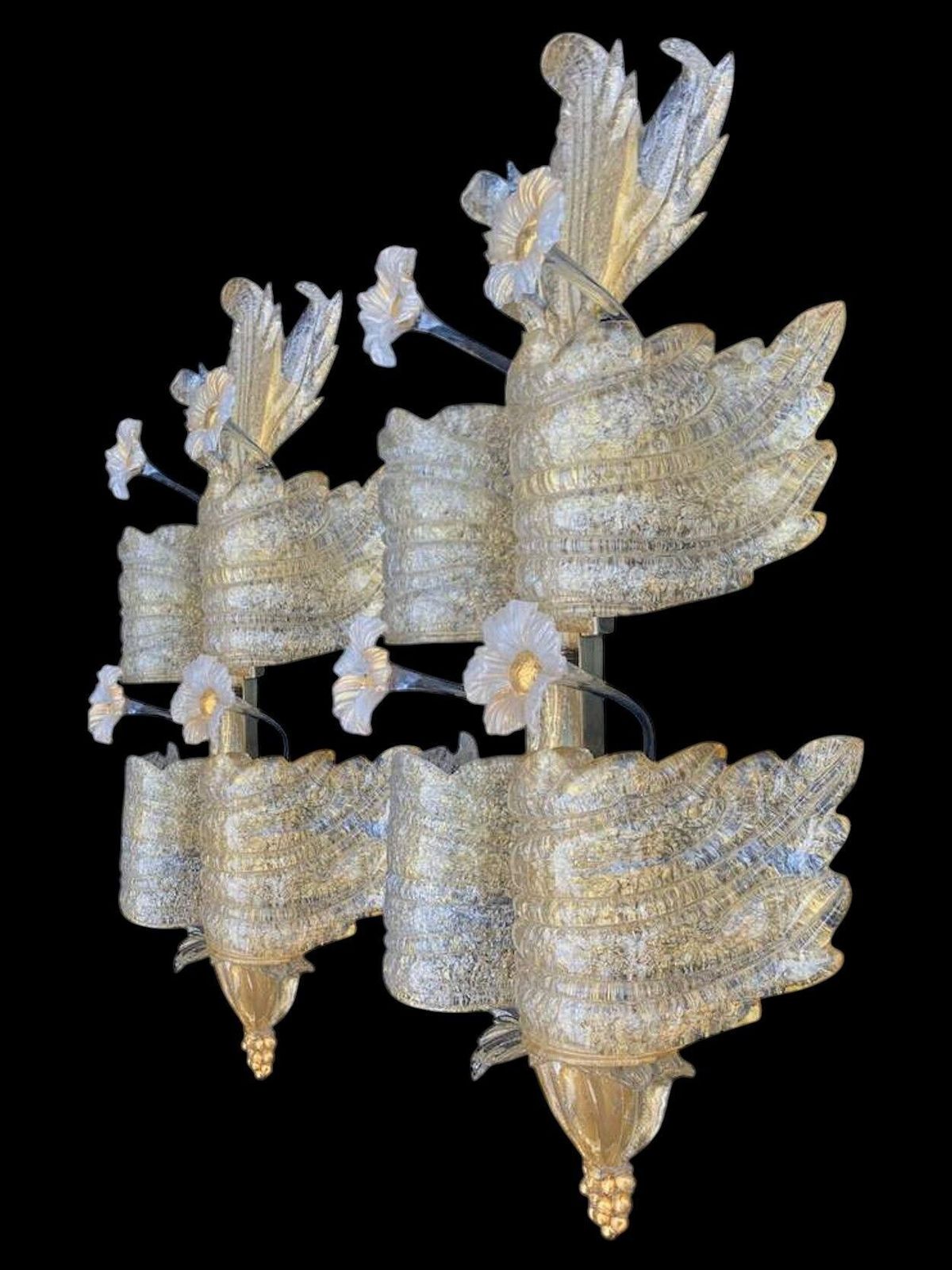 A Stunning Large Pair Of 1930s Art Deco Murano Glass Wall Sconces By Seguso photo buy