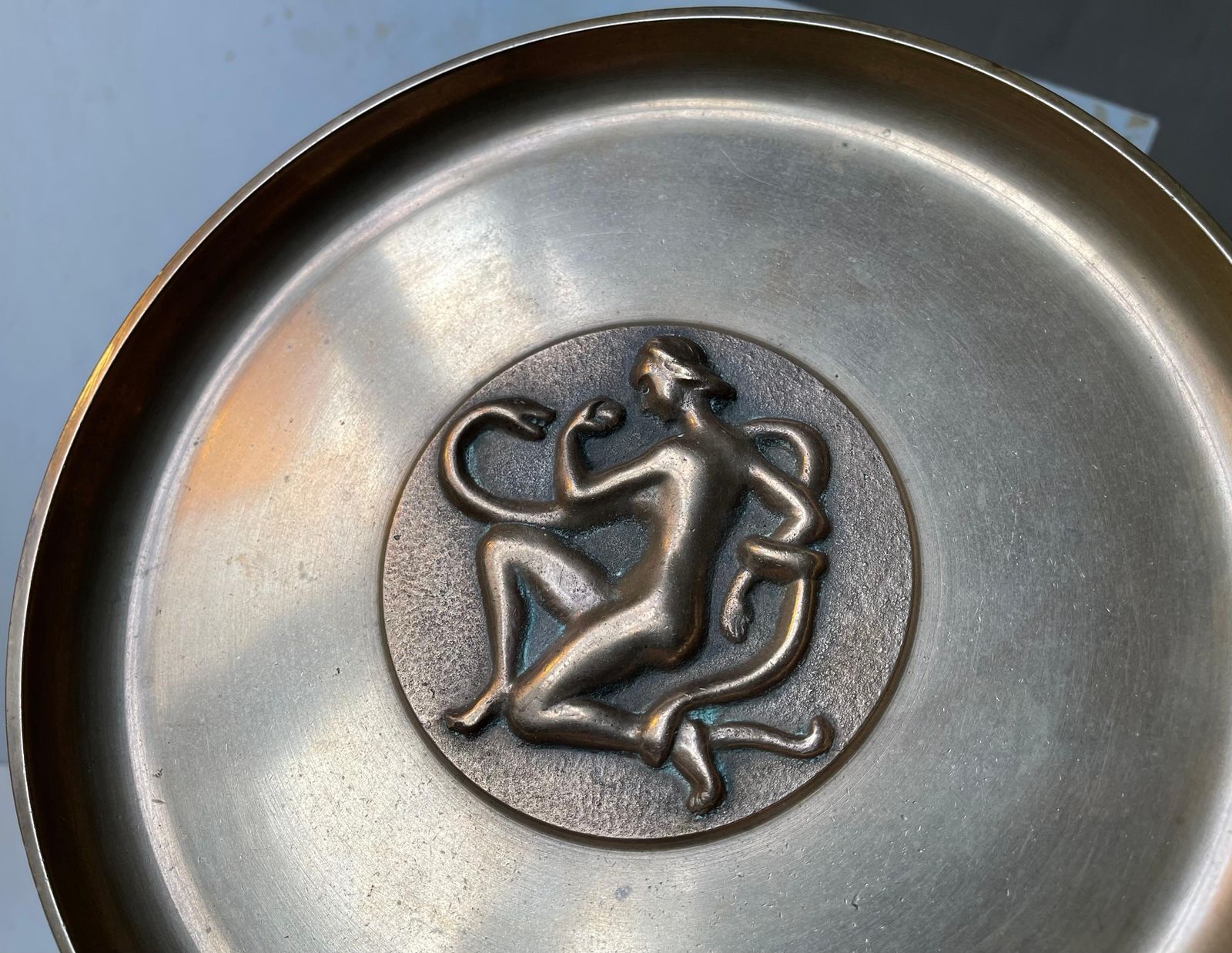 Art Deco Bronze Dish With The Genesis Motif By Tinos, 1930s photo Home Decor