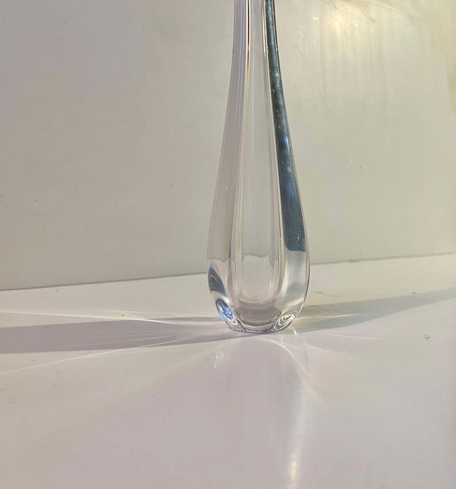 Swedish Crystal Bud Vase By Nils Landberg For Orrefors, 1960s photo for sale
