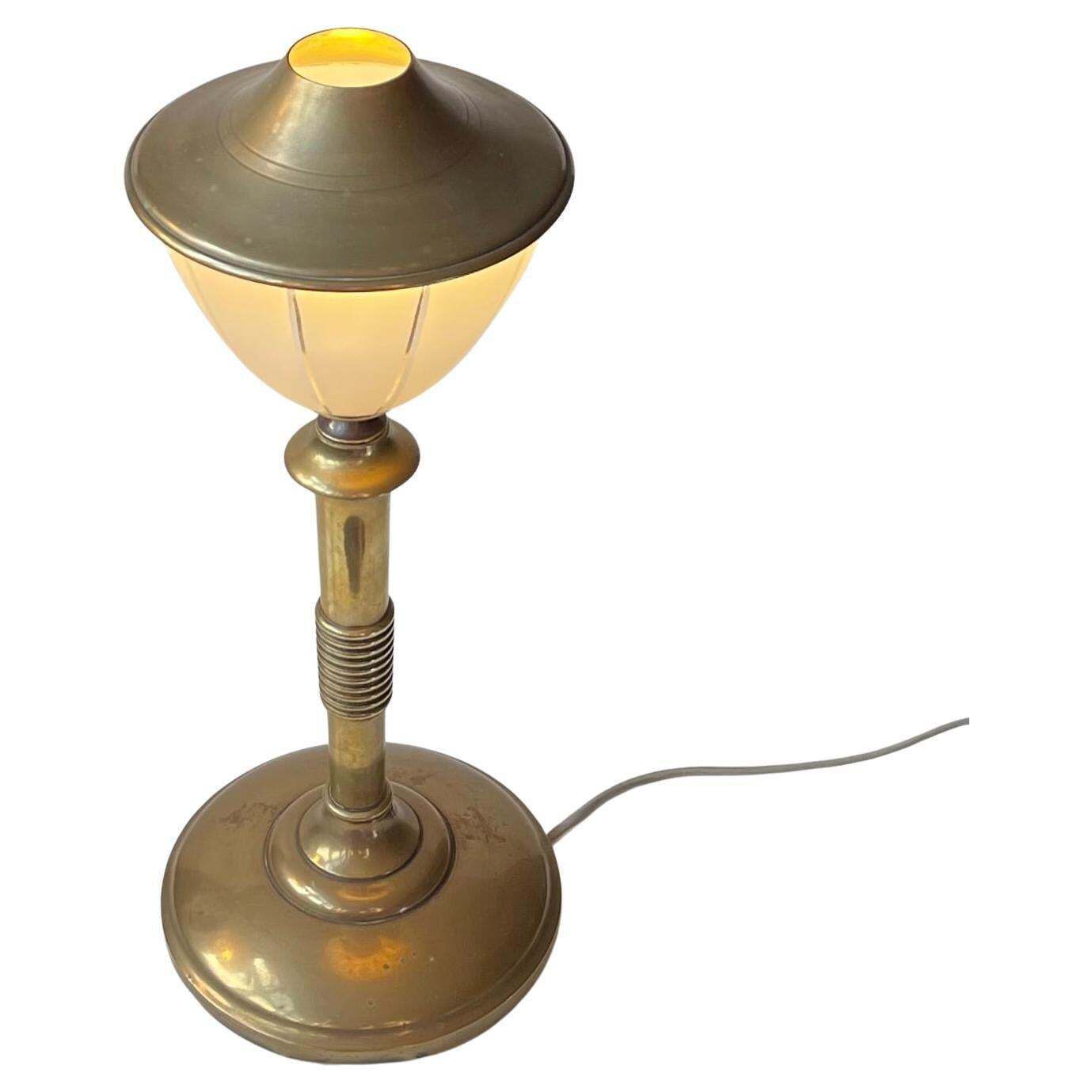 Scandinavian Art Deco Table Lamp In Bronze, Brass And Glass, 1940s