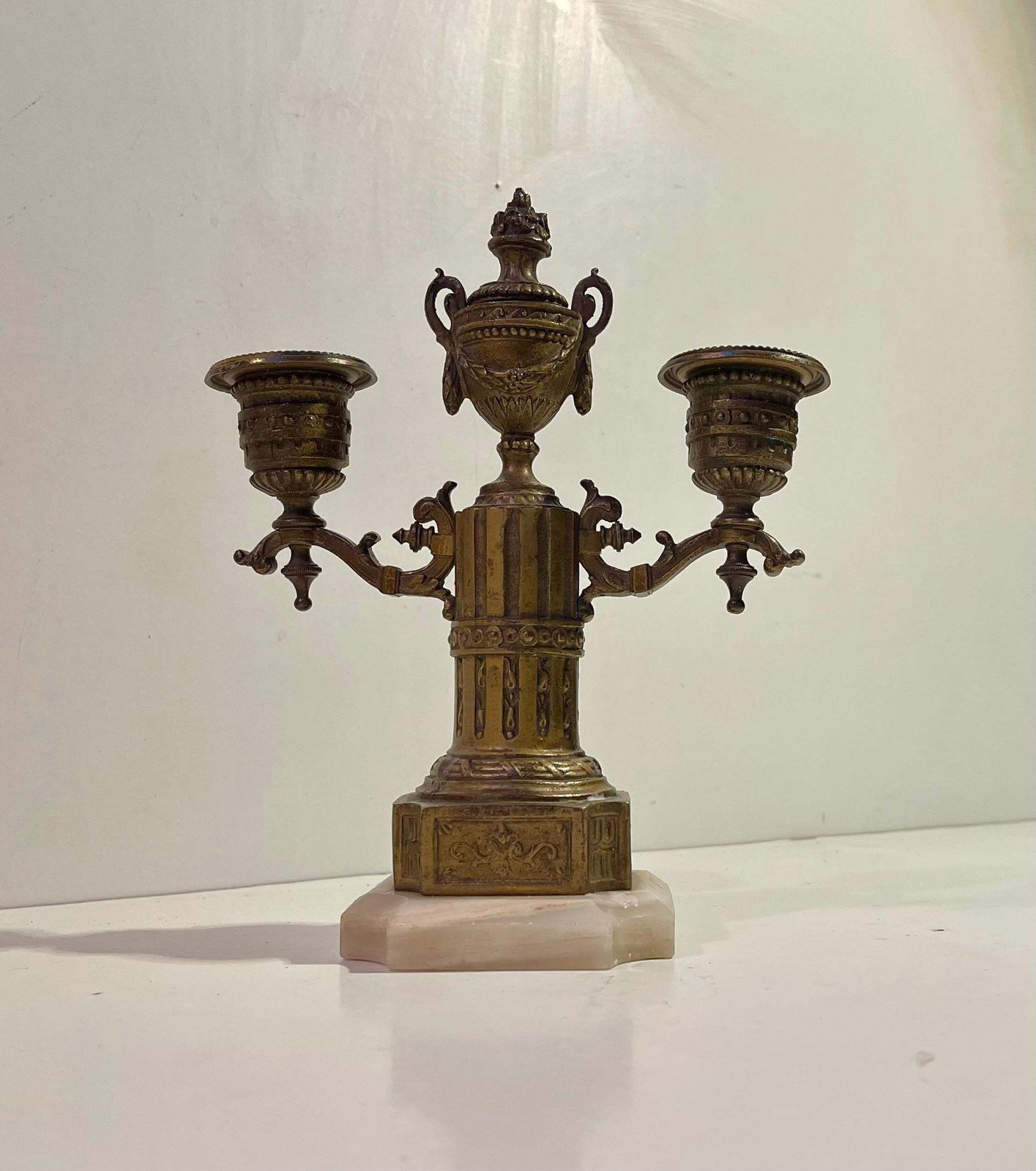 Small Antique French Candelabra In Gilt Bronze, Louis XVI Style photo for sale