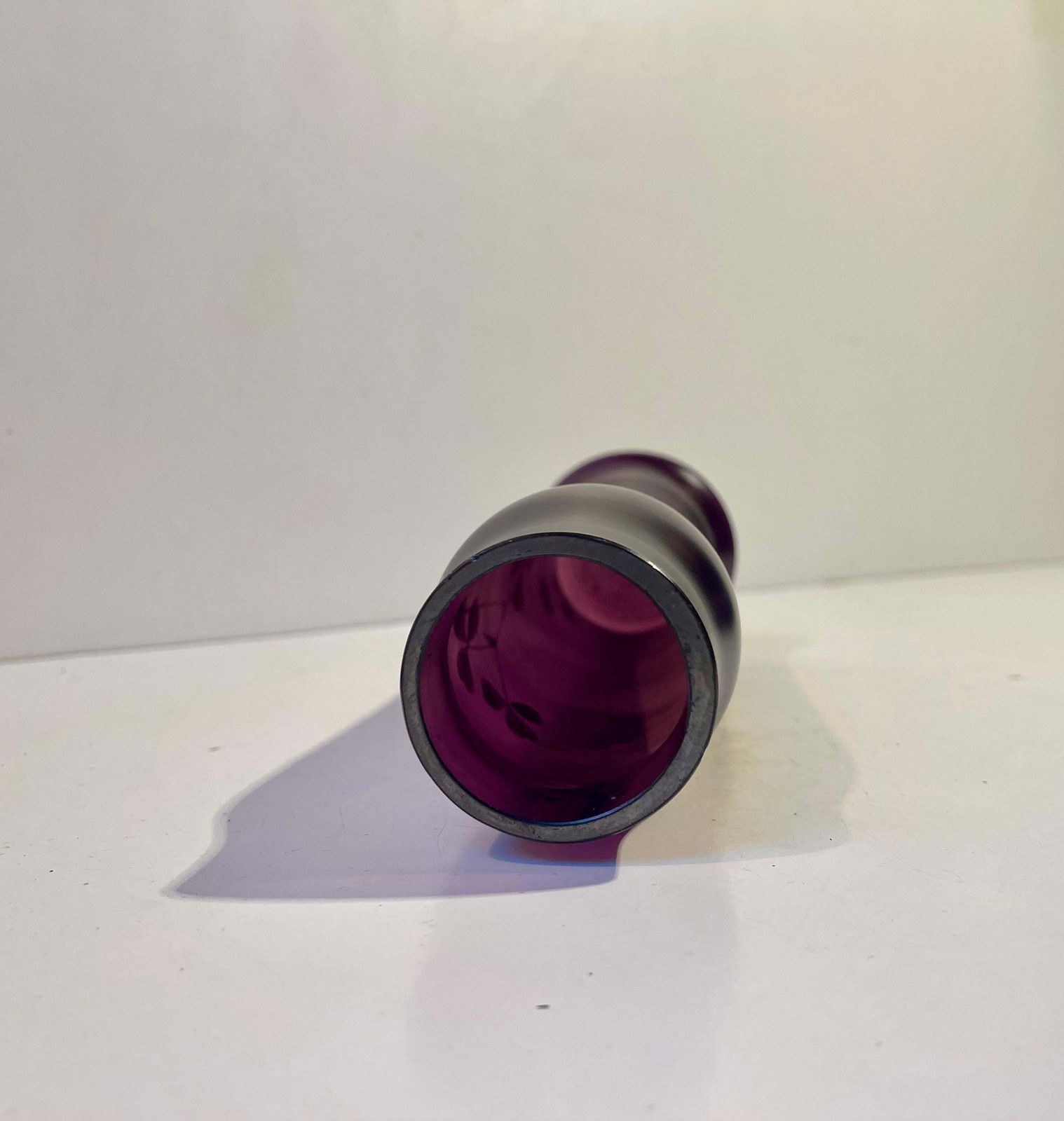 Art Nouveau Vase In Deep Purple Hand Painted Glass, Kralik Poschinger Instyle photo 255.0