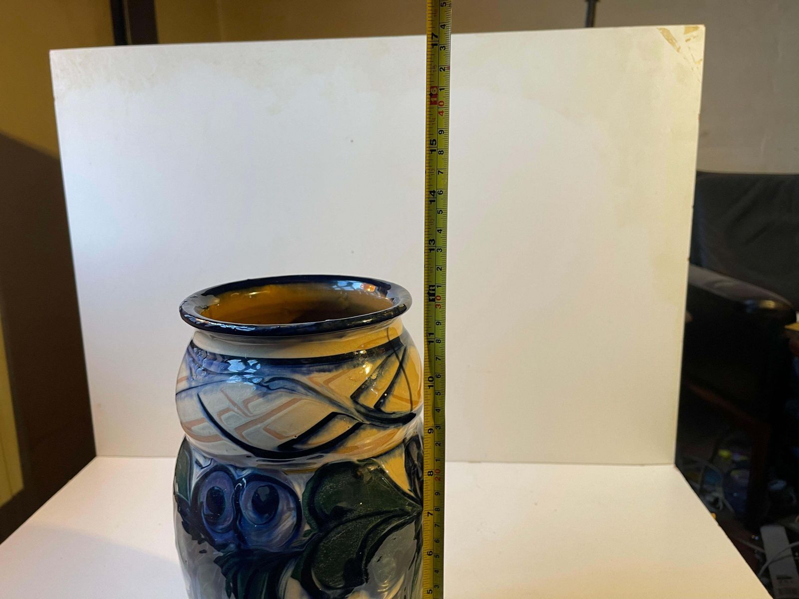 photo furniture Large Hand Glazed Danish Art Nouveau Vase By Danico, 1920s