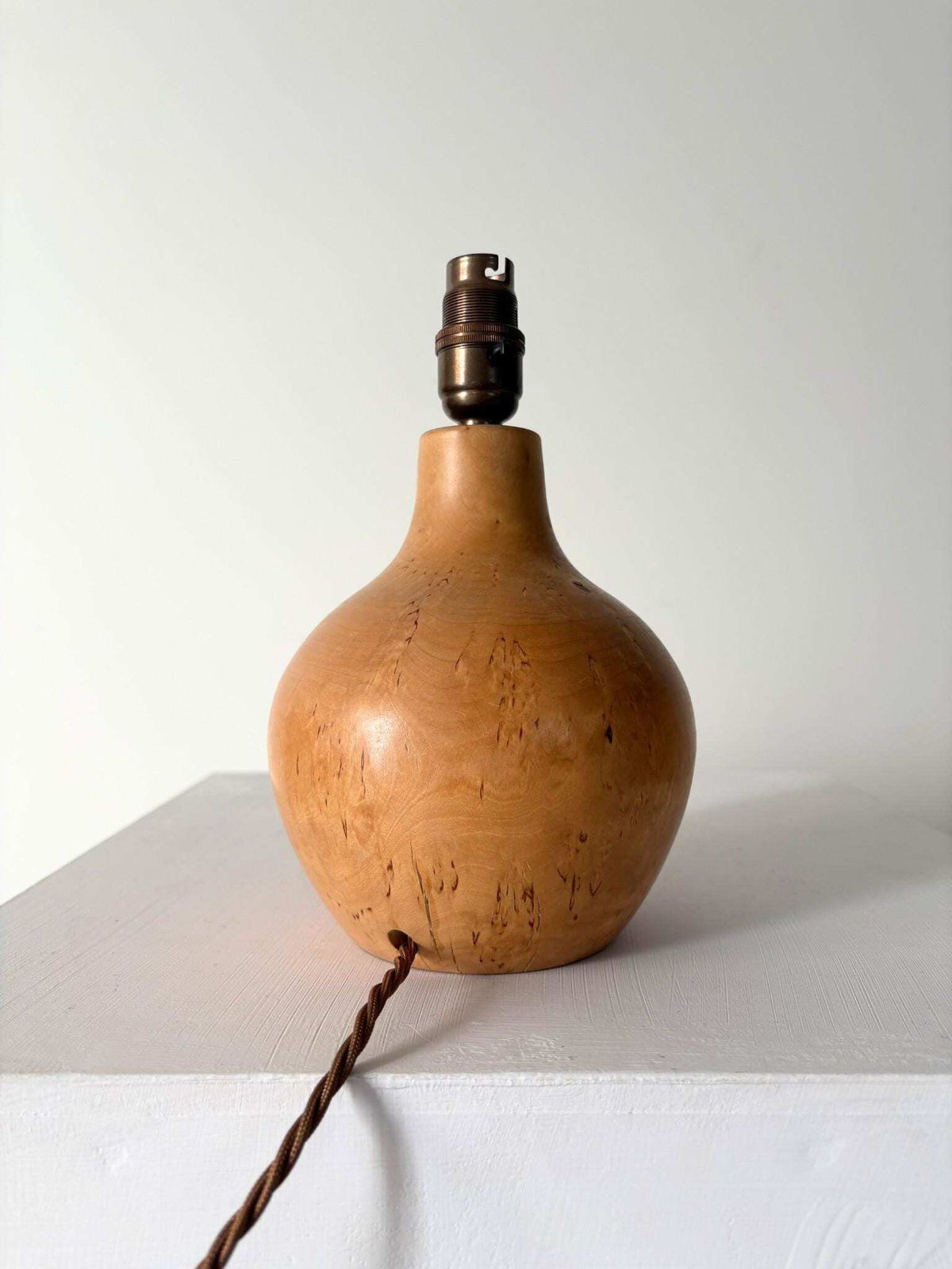 Organic Scandinavian Mid Century Table Lamp In Teardrop Shade, Rewired And Pat Tested Mid Century Accent Light In Solid Turned Maple Wood photo vinterior