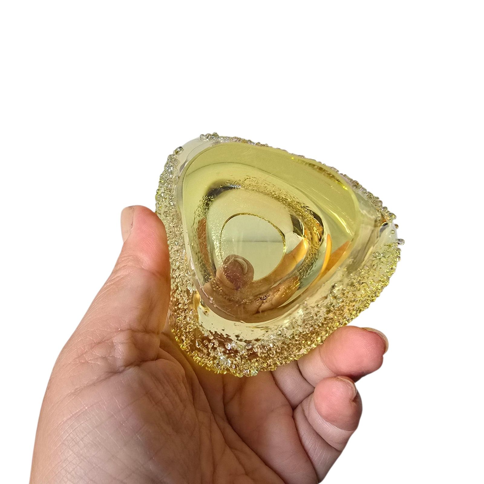 Vintage Citrine Bohemian Glass Vase Hand Made Glass 1980's photo buy