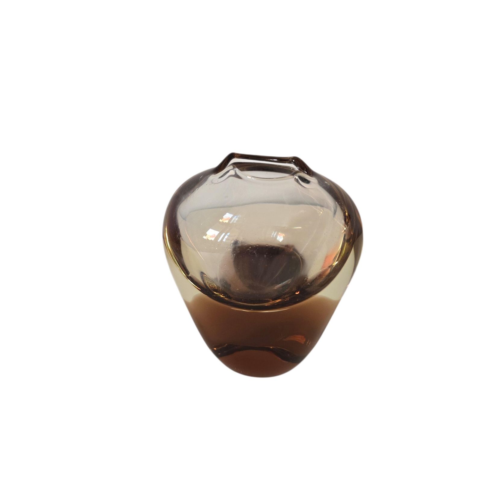 Vintage Bohemian Glass Vase Hand Made Glass 1980's photo vintage
