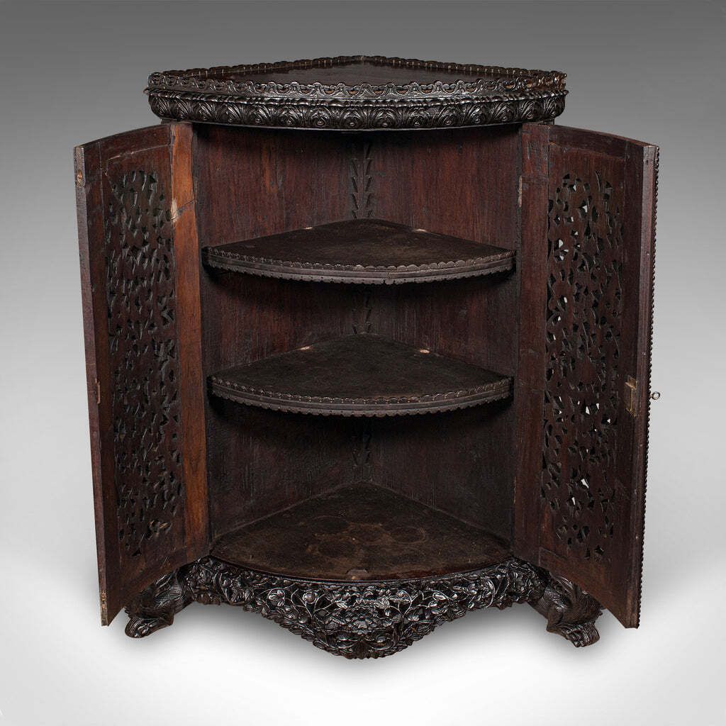 Antique Veranda Gin Cabinet, Ceylon, Teak, Corner Cupboard, Victorian, C.1880 photo for sale
