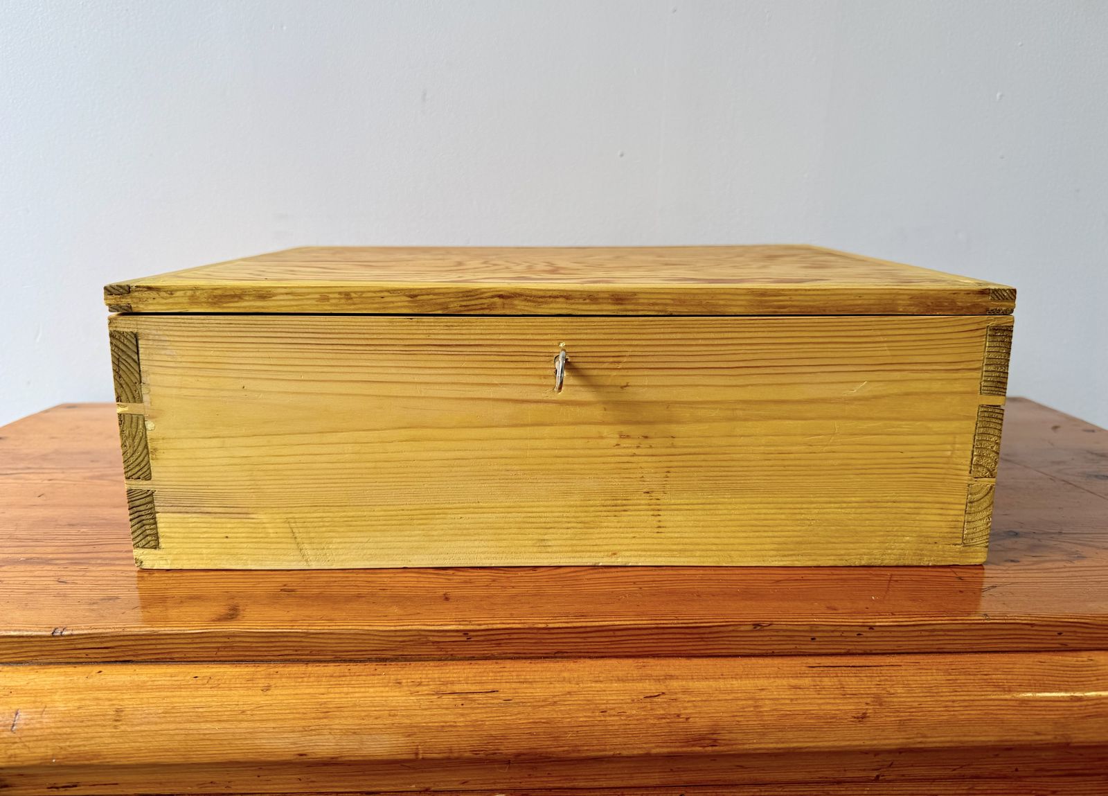 Vintage Pine Box With Key