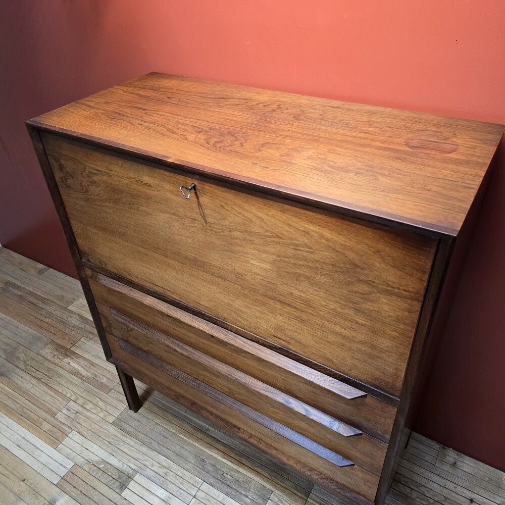 1960's Brenderup Danish Rosewood Bureau photo furniture