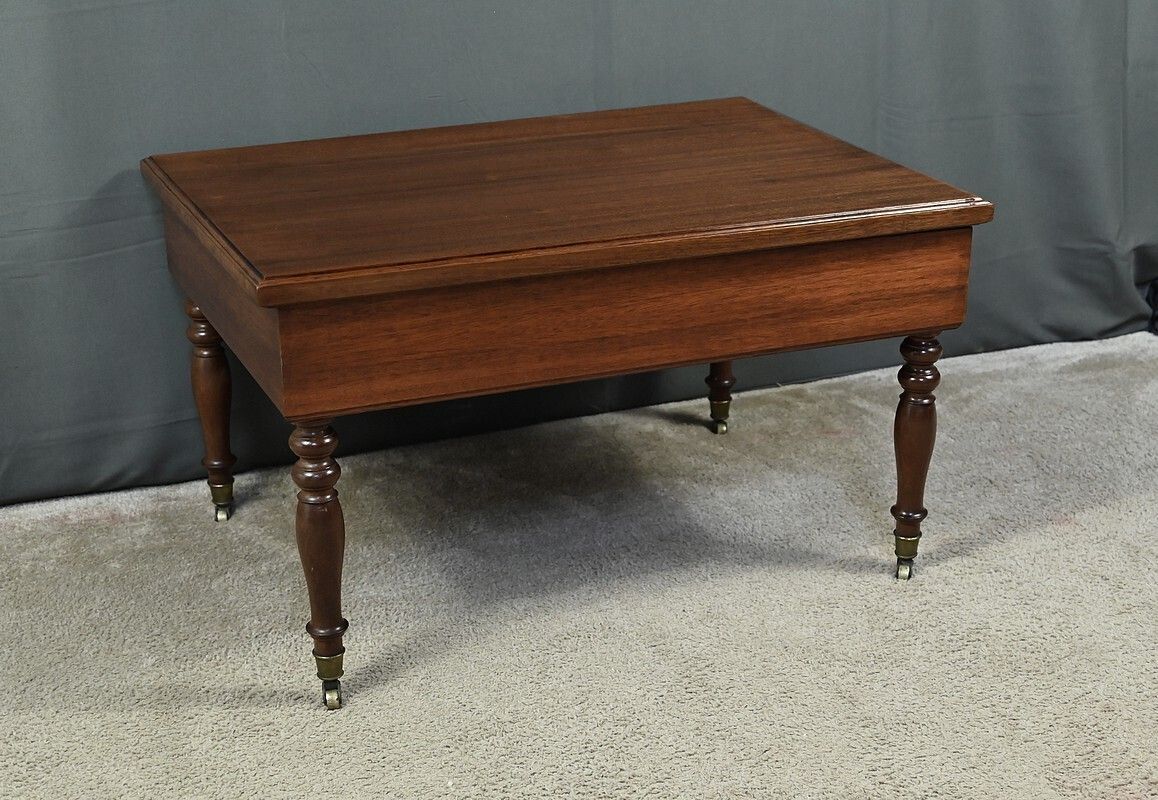 Rolling Coffee Table In Solid Mahogany, Louis Philippe Style – Late 19th Century photo 910.0