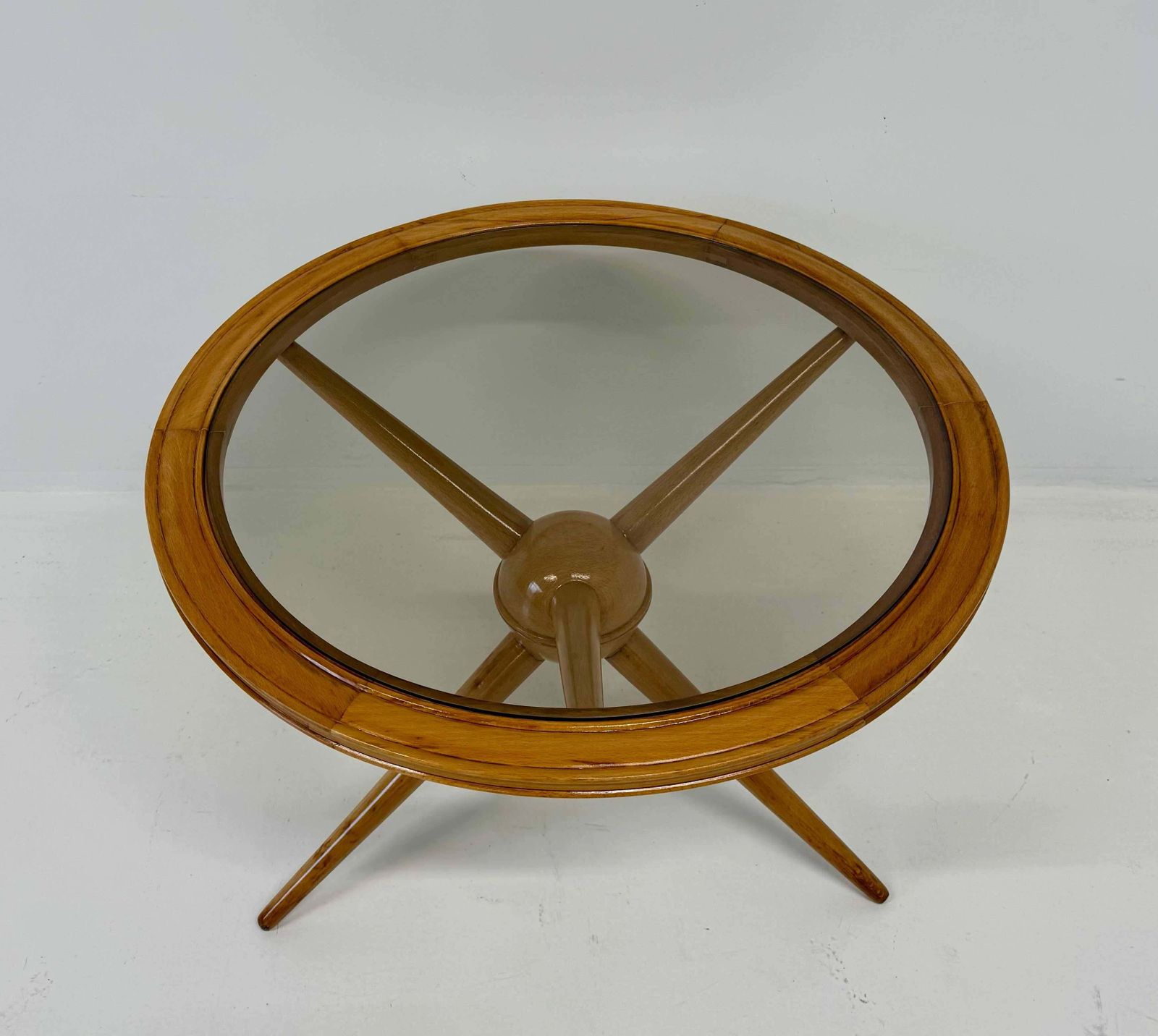 Italian Maple And Smoked Glass Coffee Table, By Cesare Lacca, 1950s photo Furniture