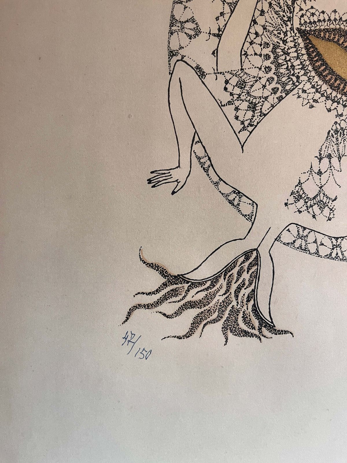 Surrealist Lithograph By Max Walter Svanberg, Sweden C. 1950. photo vinterior