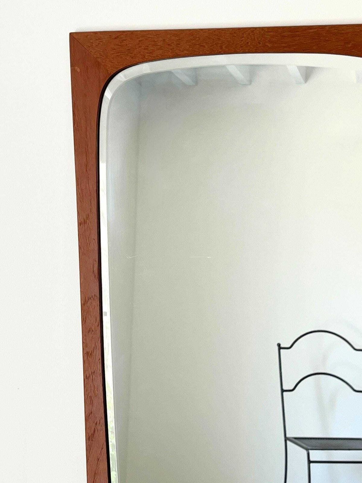 20th Century Shield Wall Mirror With Scandinavian Wooden Frame, Made In Denmark C.1960 photo Home Decor