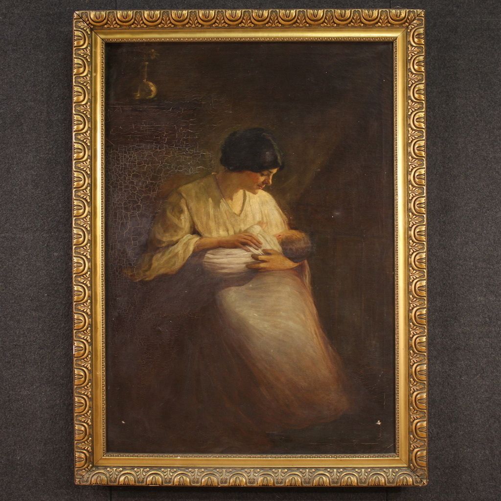 Spanish Painting Of An Interior Scene From The 20th Century