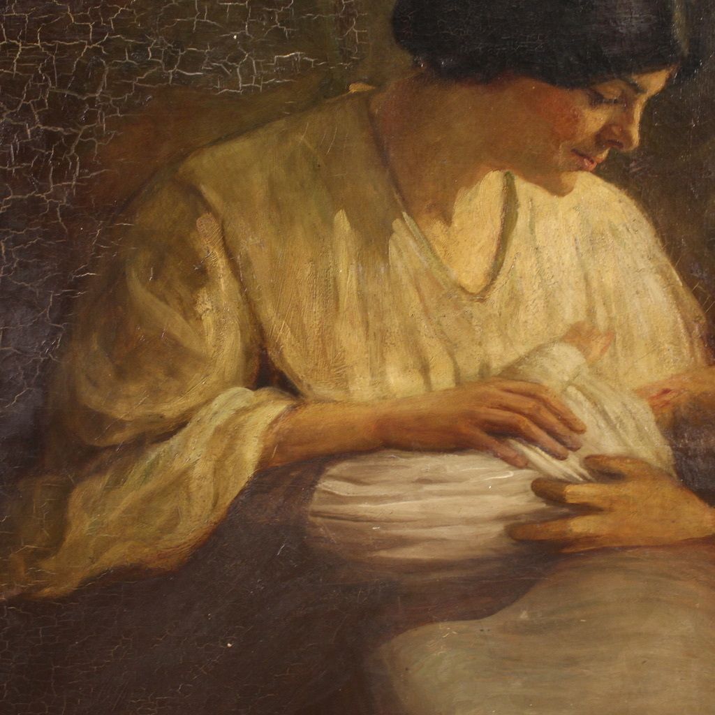 photo vinterior Spanish Painting Of An Interior Scene From The 20th Century