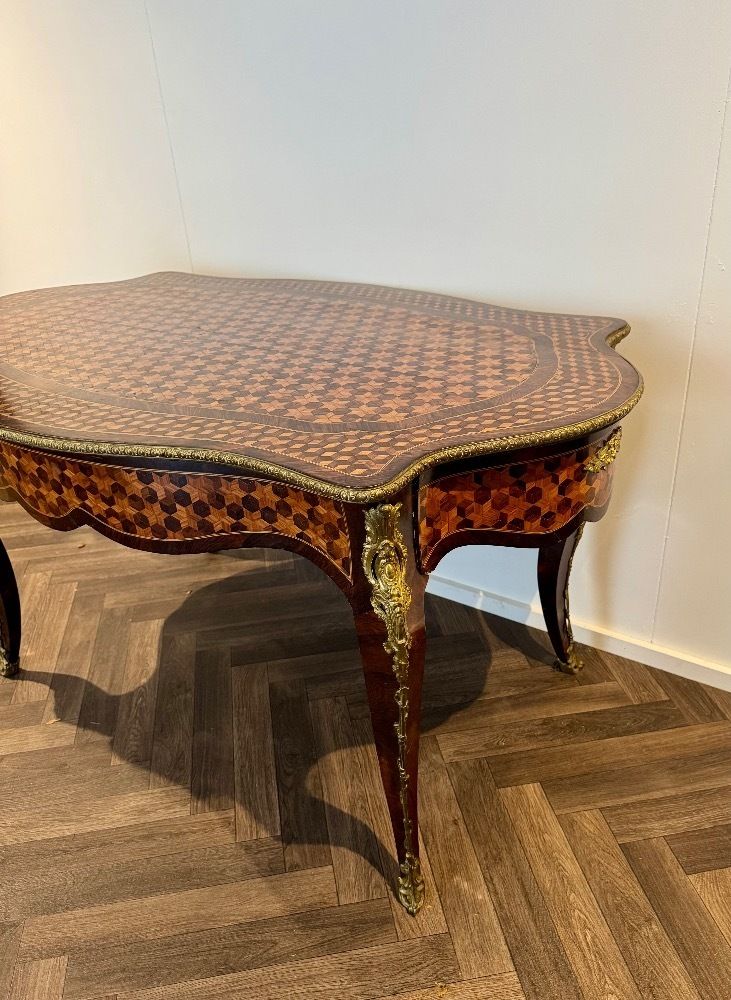 Magnificent Quality French Antique Rosewood & Parquetry Inlaid Centre Table photo vinterior