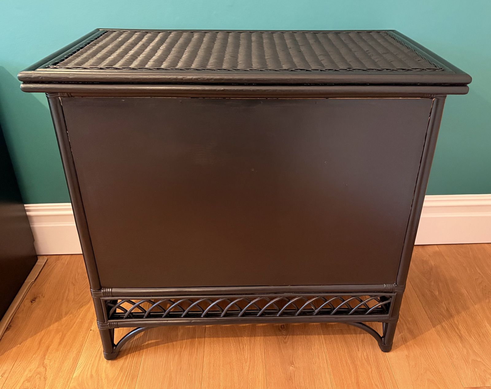 Vintage Black Bamboo Wicker Side Board Chest Of Drawers photo furniture