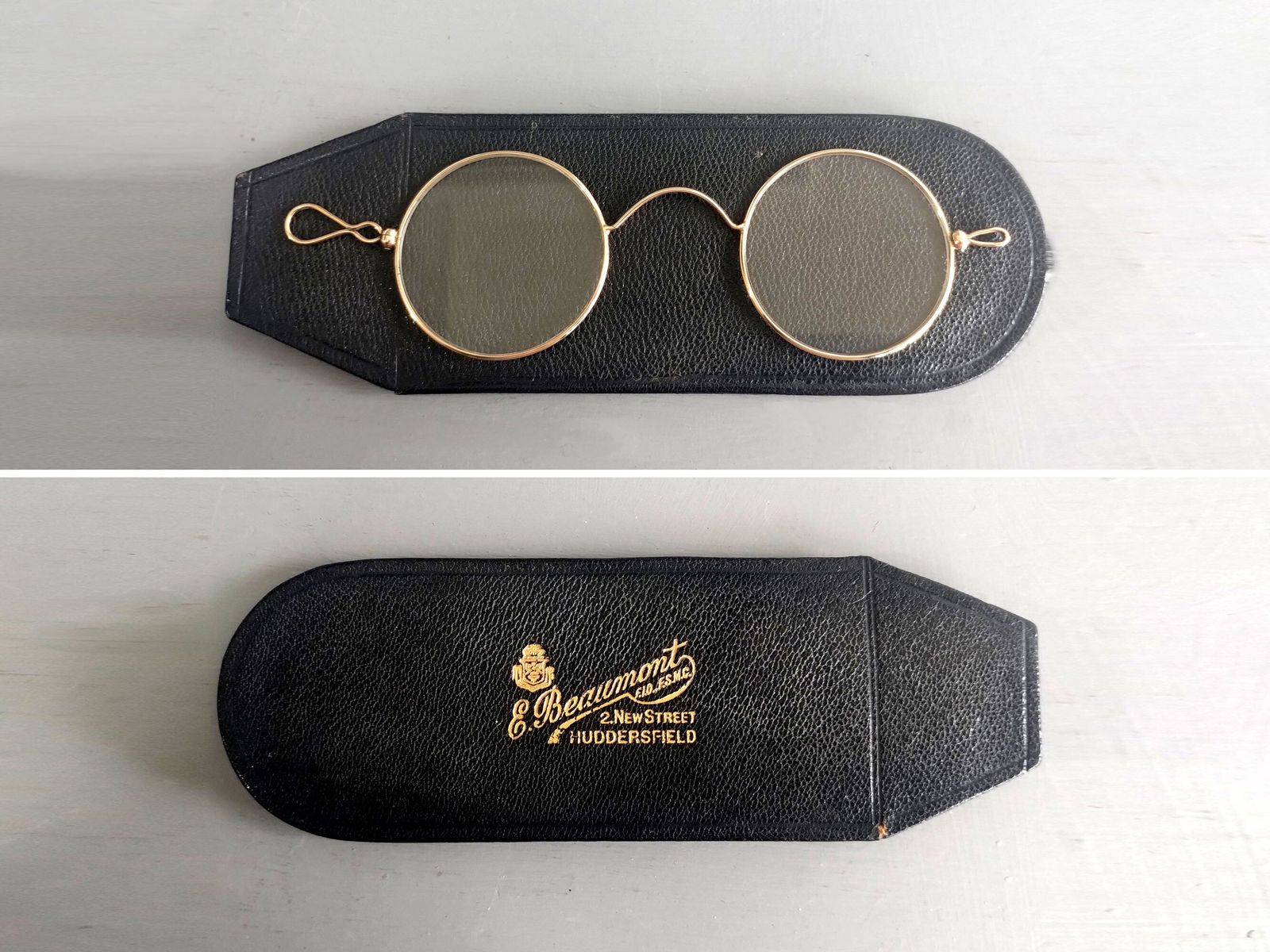 Antique Gold Lorgnettes In Leather Case E Beaumont Huddersfield