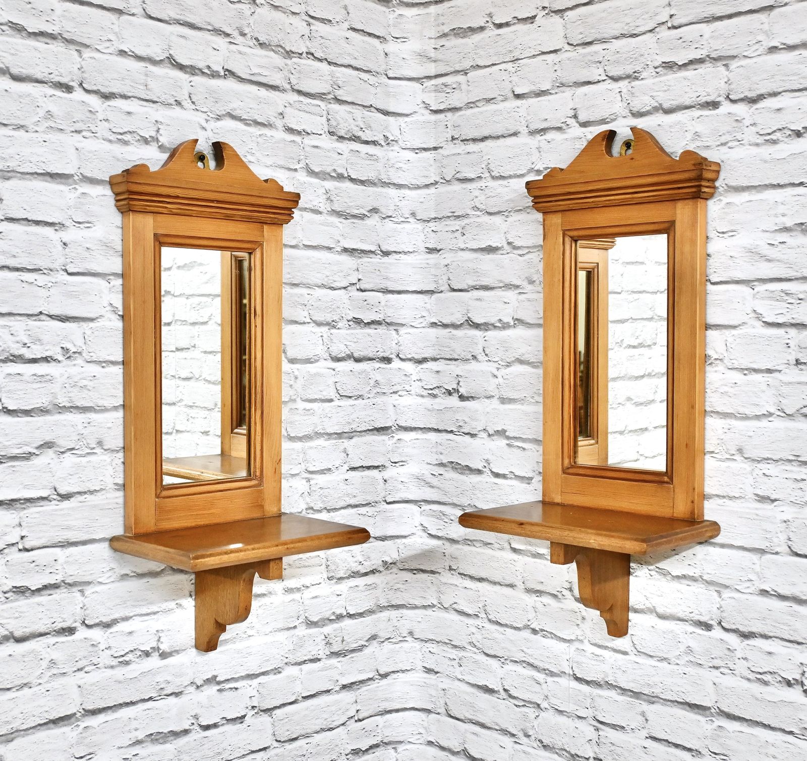 Pair Of Decorative Antique Pine Wall Mirrors photo furniture
