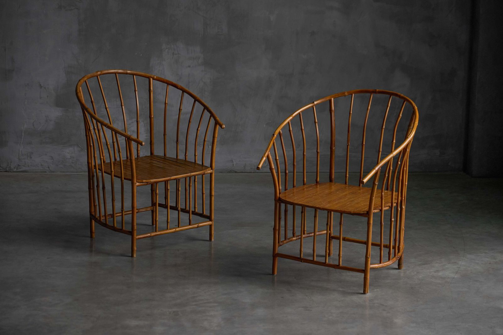 Rustic Wabi Sabi Bamboo Armchairs, France, 1970s photo furniture