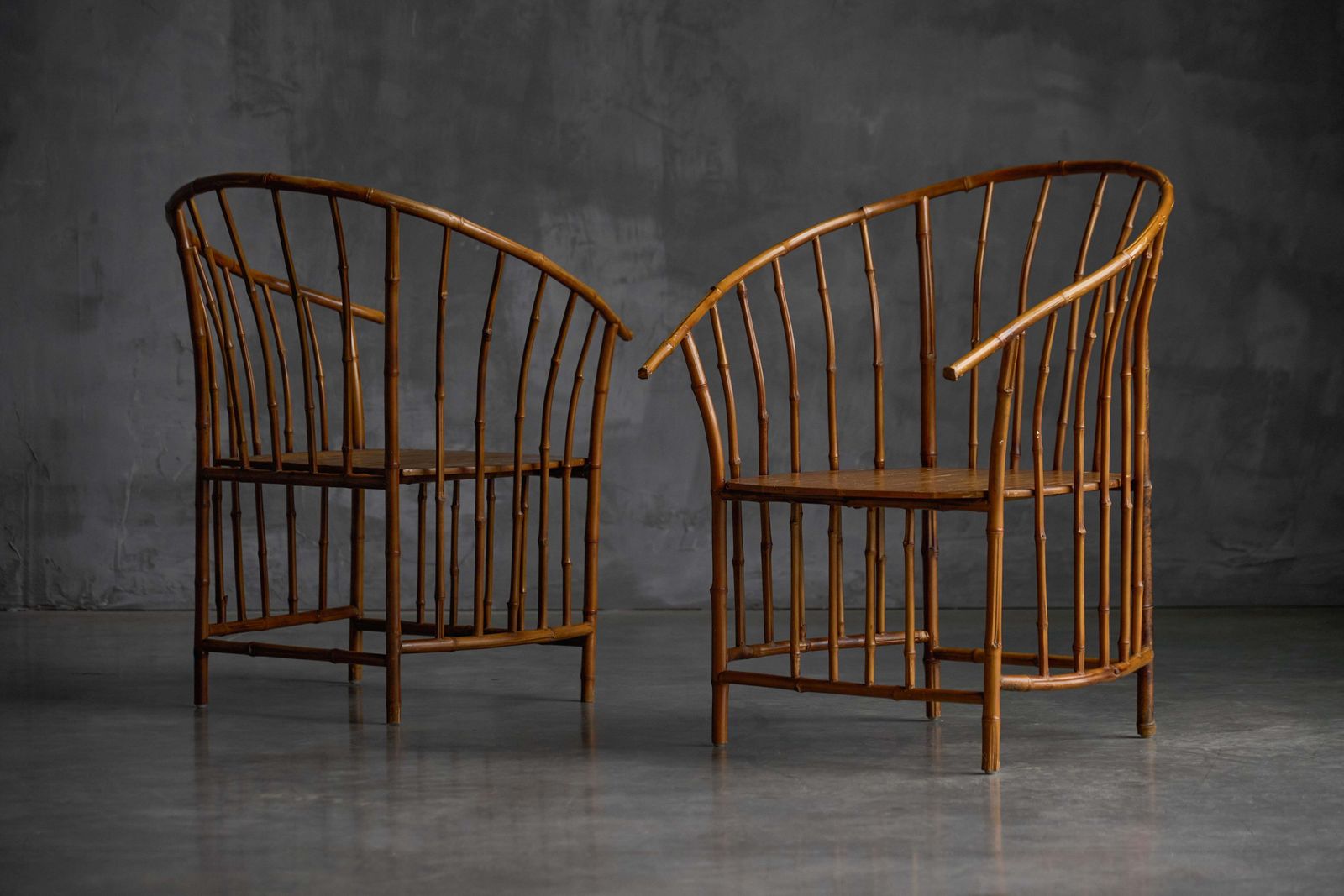 Rustic Wabi Sabi Bamboo Armchairs, France, 1970s photo for sale