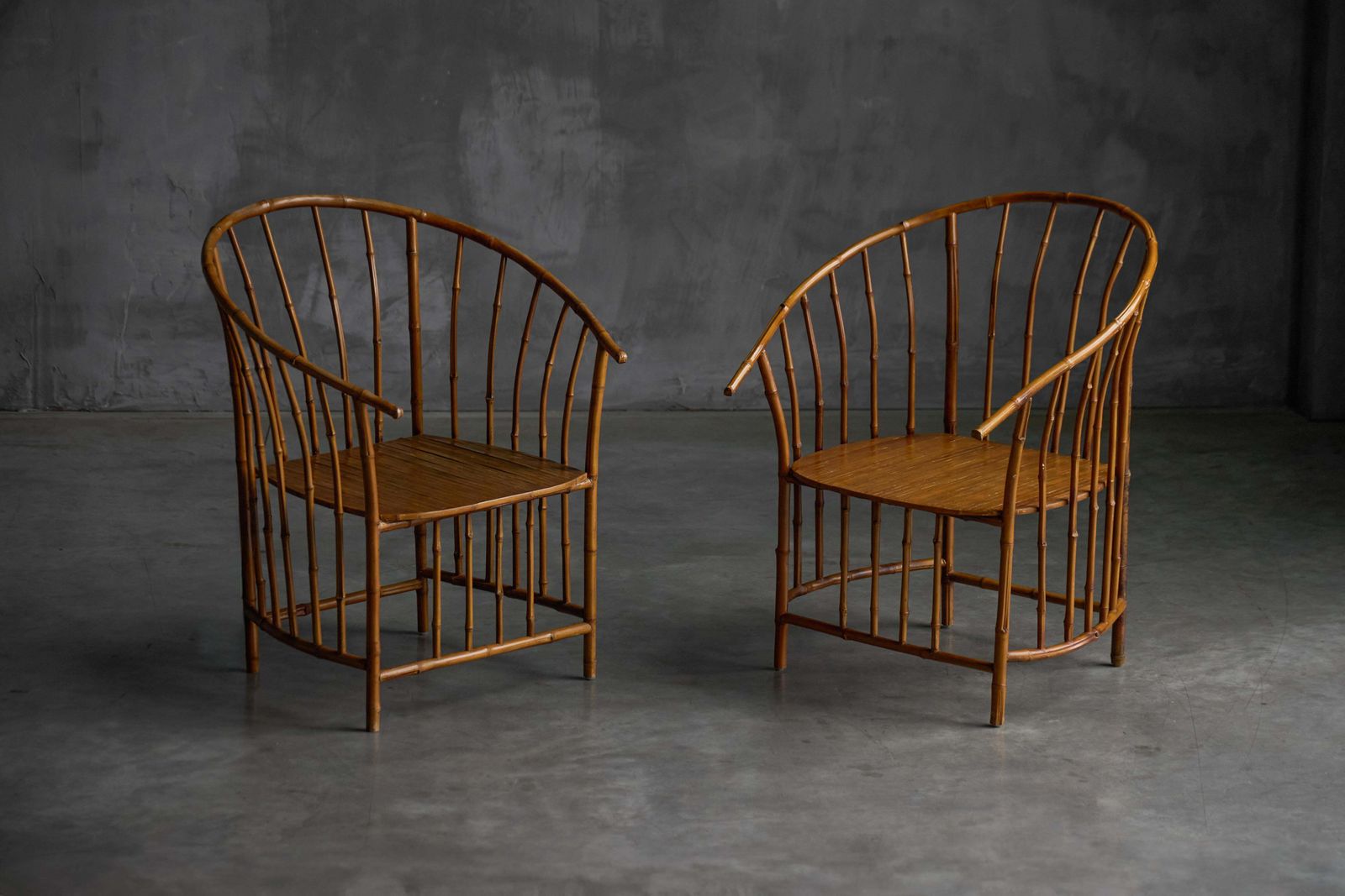 Rustic Wabi Sabi Bamboo Armchairs, France, 1970s photo 2467.0
