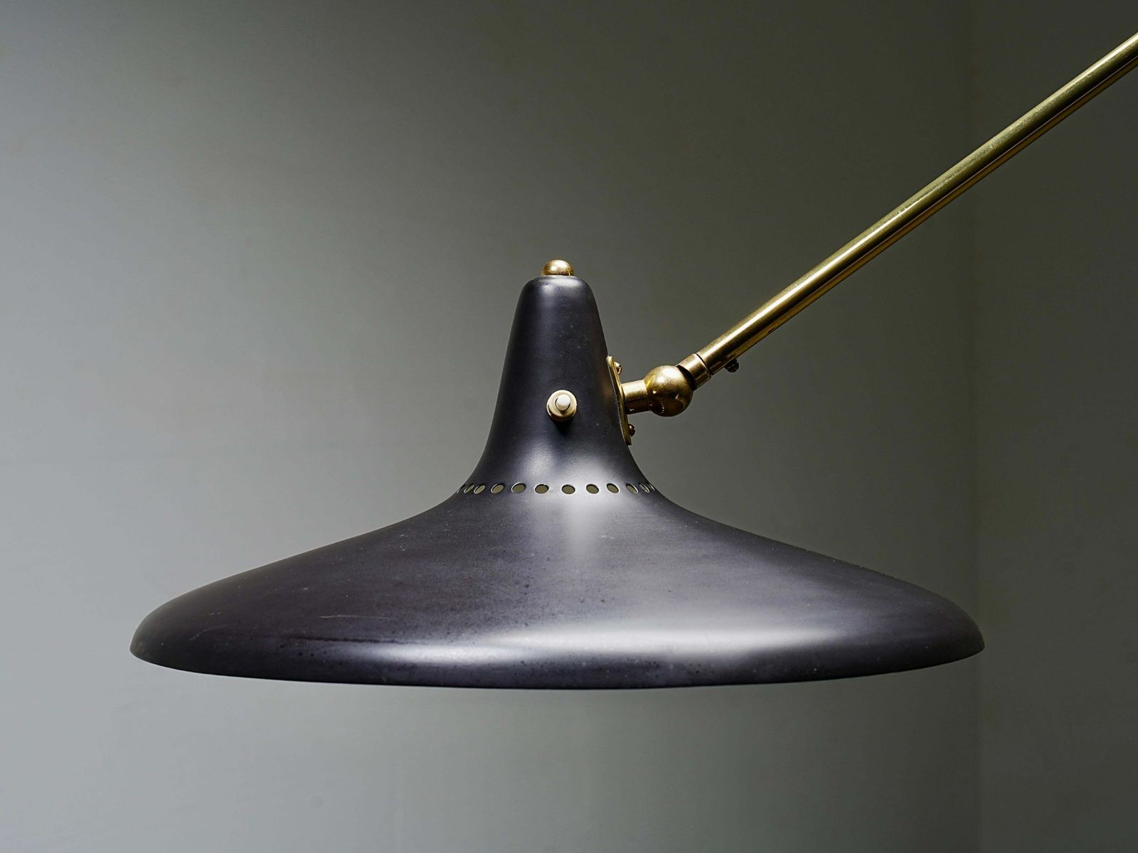 Stilnovo No 3030 Wall Light In Brass And Black Metal, Italy, 1950's photo for sale