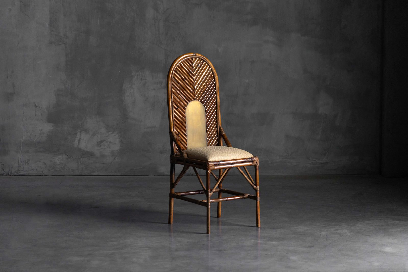High Back Bamboo And Brass Chair By Gabriella Crespi, Italy, 1970s photo for sale