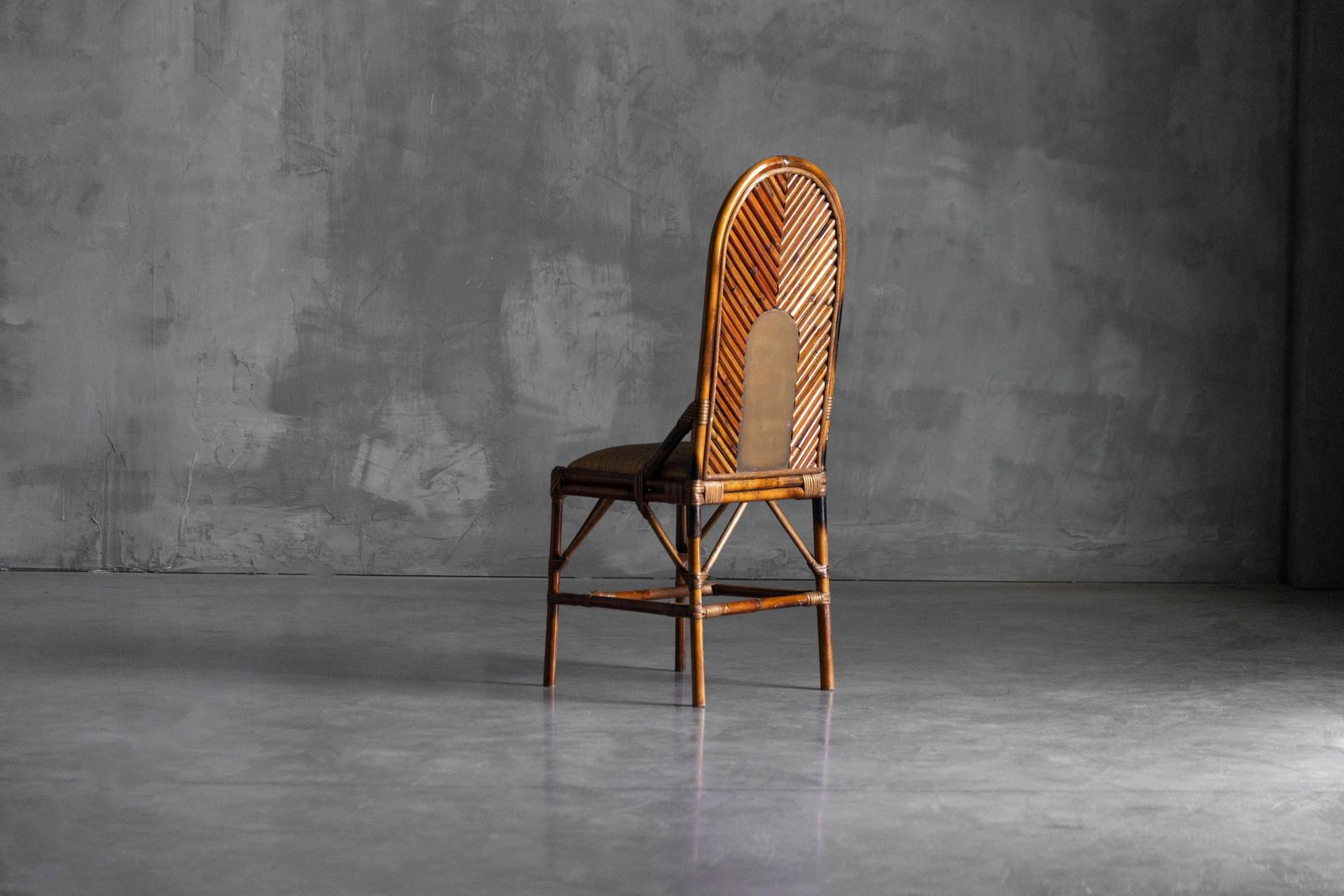 High Back Bamboo And Brass Chair By Gabriella Crespi, Italy, 1970s photo 2016.0