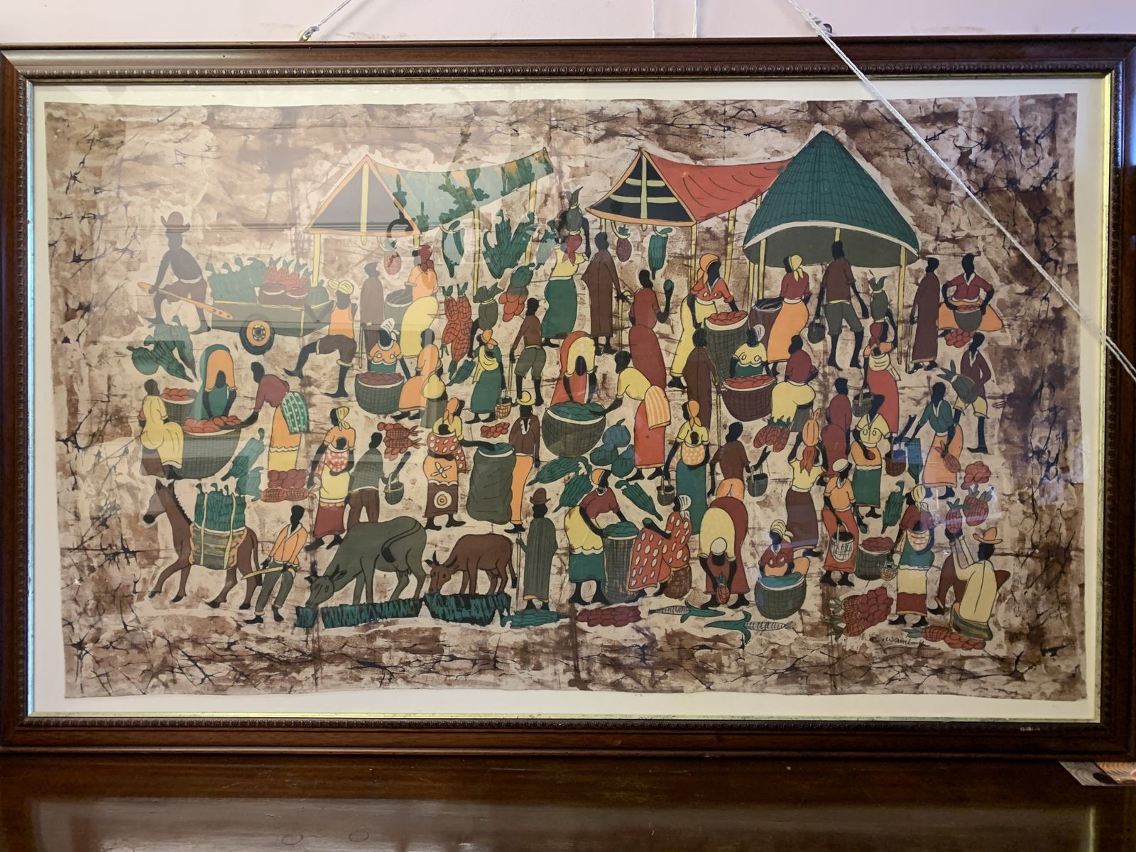 Large Decorative Picture Of African Market Place photo for sale