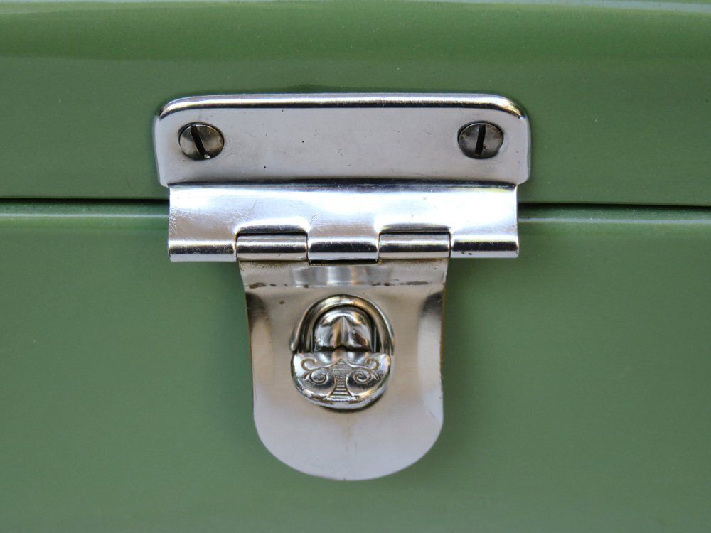 Antique Art Nouveau Lunch Box In Green And Chrome Plated, 1890s photo buy