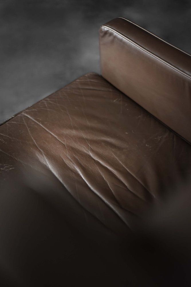 1692.0 Mid Century Danish Modern Brown Leather Wing Chair, 1960s photo
