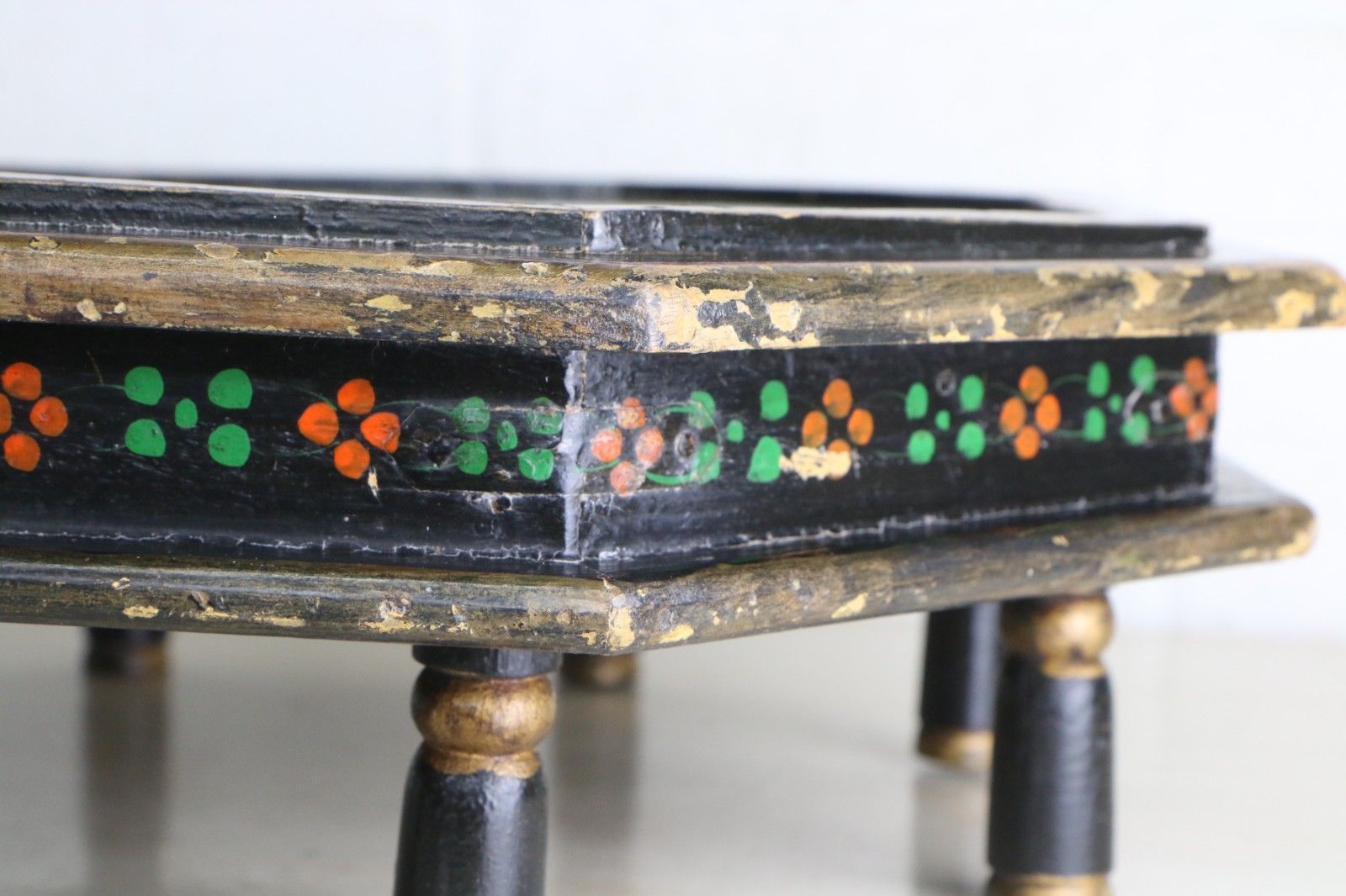 Antique Indian Wooden Bajot Table Chowki Table Early 20th Century Handpainted photo buy