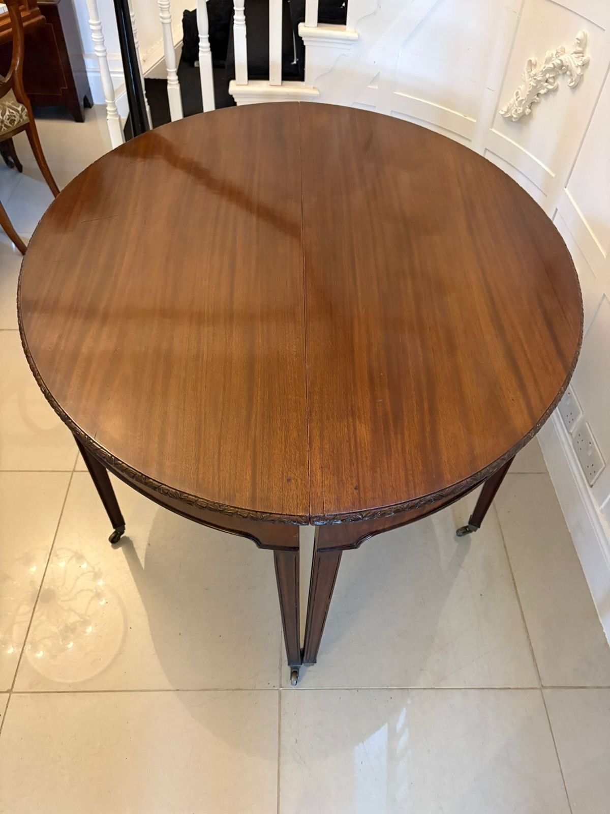 Large Pair Of Antique 19th Century Mahogany Demilune Side Tables photo buy
