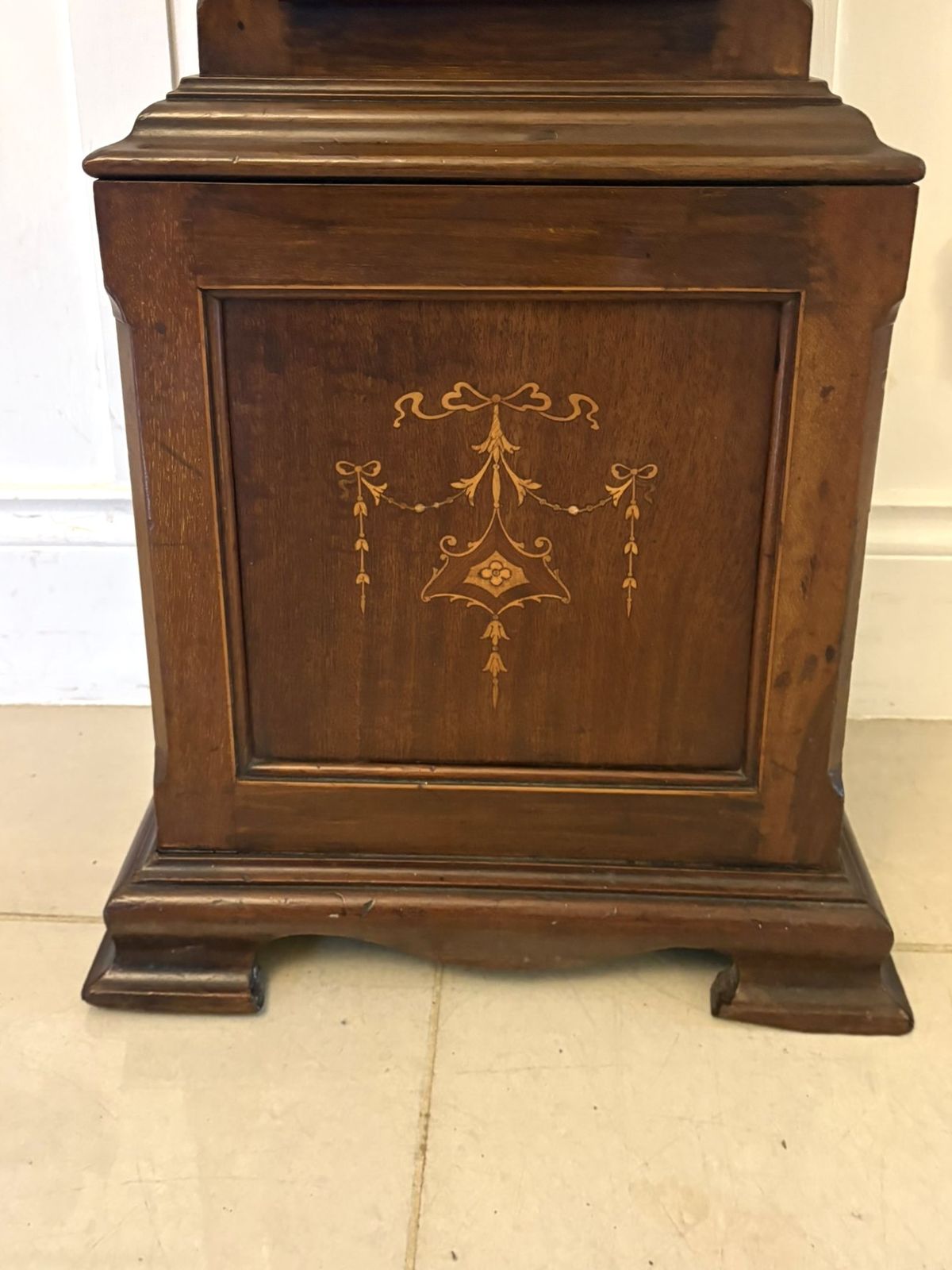 photo for sale Antique Early 20th Century Inlaid Mahogany Longcase Clock