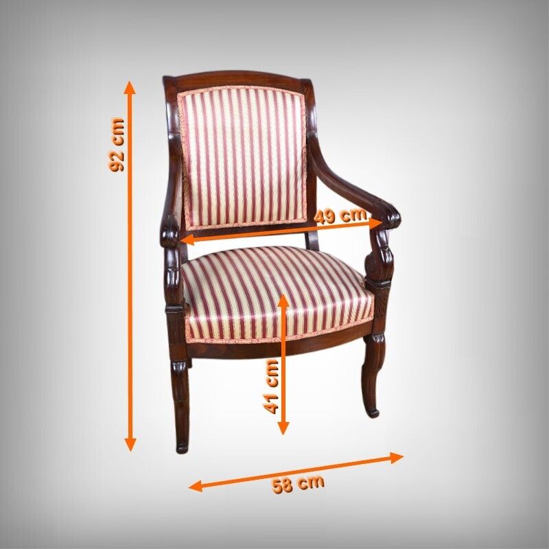 2200.93548417 Pair Of Armchairs In Solid Cuban Mahogany, Restoration Period – Early 19th Century photo