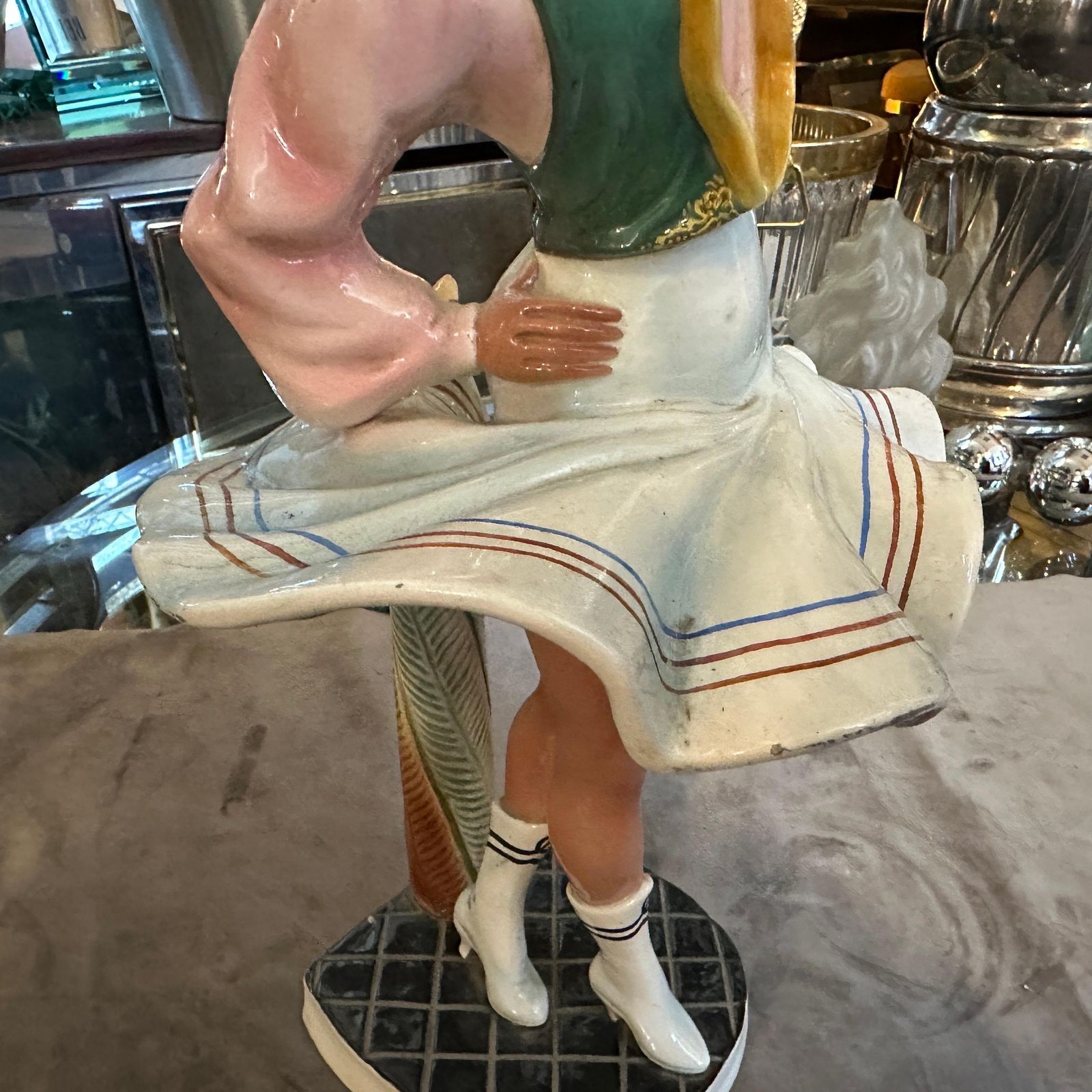 photo vinterior 1950s Hand Painted Ceramic Figure Of A Dancer By Sandro Vacchetti
