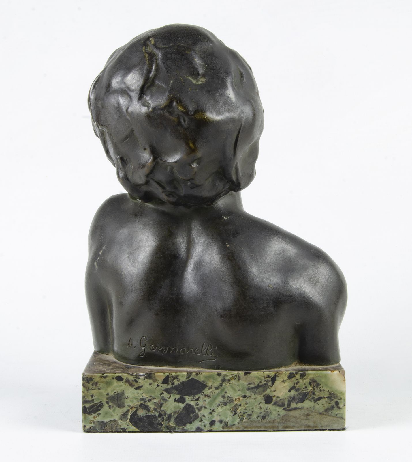 1920s Art Déco Patinated Bronze Bust Of A Young Man With Marble Base By Italian Sculptor Amadeo Gennarelli, France photo vinterior