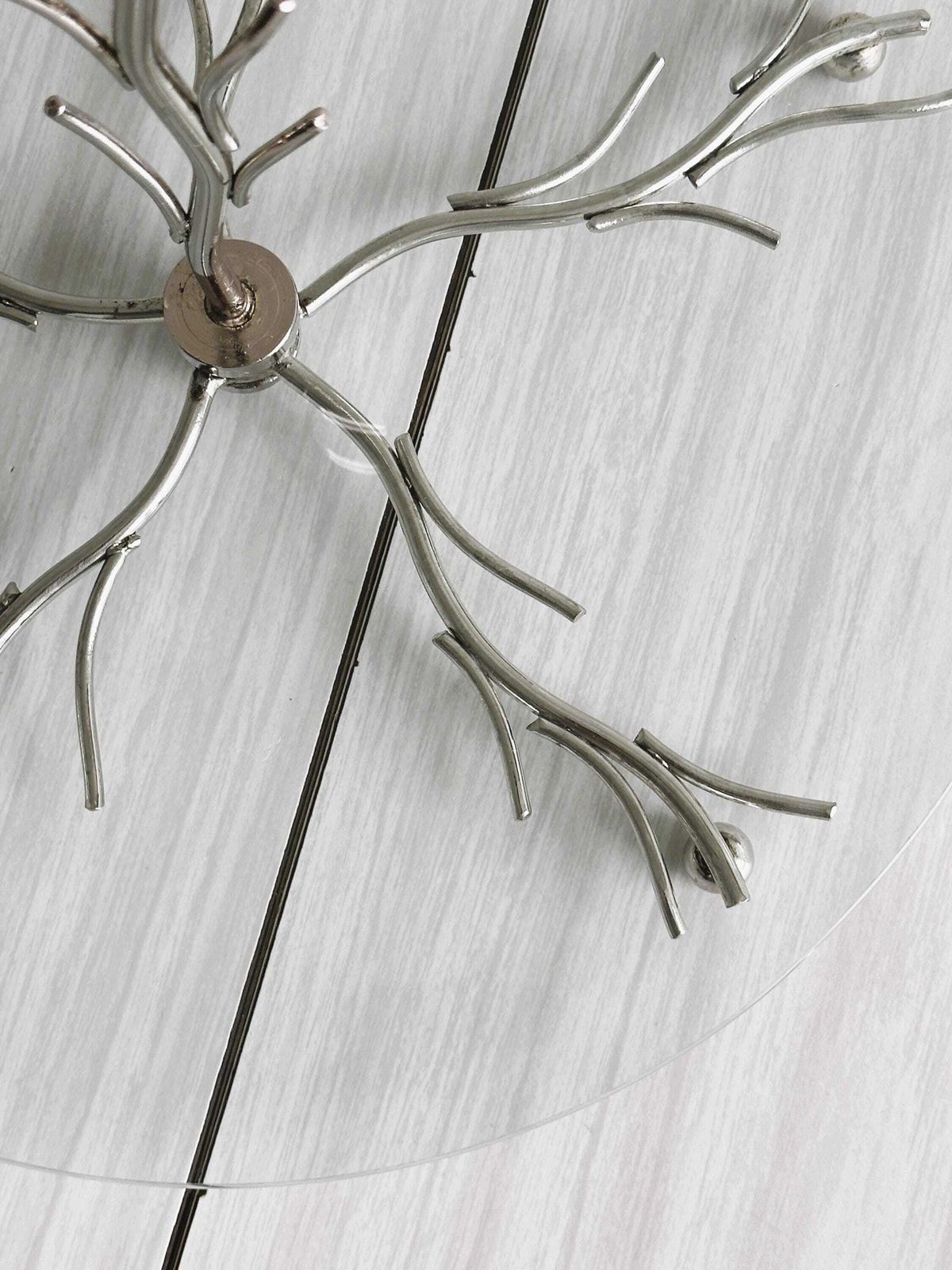 Plateau à fromages en métal argenté et verre, décor de branches en métal, accessoire de table d'époque, serviteur élégant, décoration de table photo Décoration
