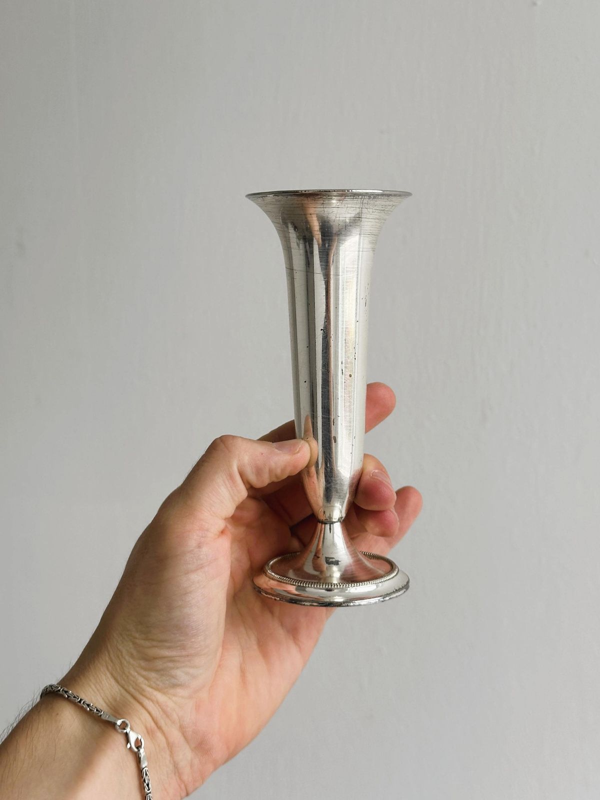Silver Plated Soliflore Vase, Small Shiny Antique Vase, Refined Table Decoration, Chic Object For A Single Flower Or Dried Stem photo Home Decor
