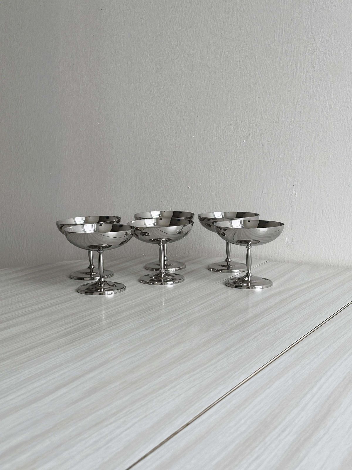 6 Stainless Steel Footed Bowls, Letang Remy Style, French Made, Metal Tableware, Stainless Steel Bowls, Dessert Set, Gift