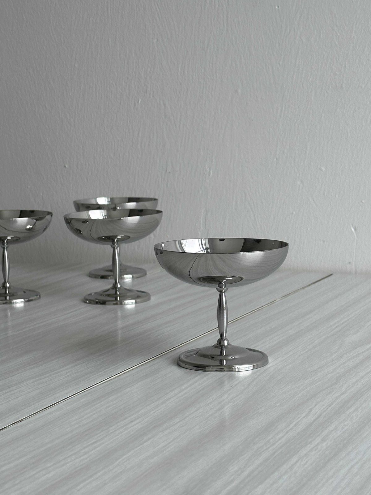 6 coupes sur pied en acier inoxydable, style Letang Remy, fabrication française, art de la table en métal, service à dessert, idée cadeau photo buy