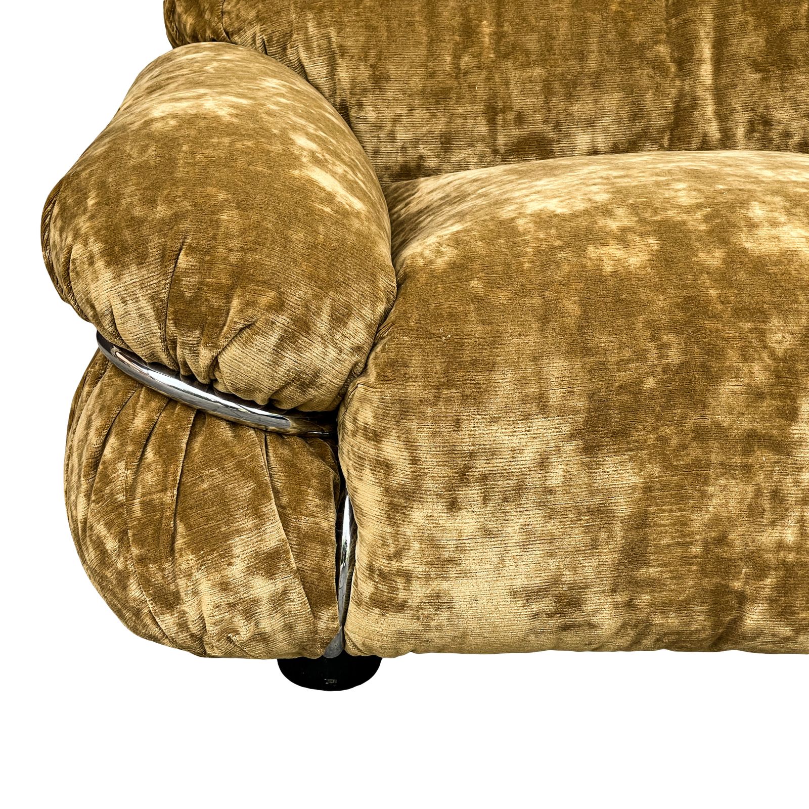 Sesann Three Seater Sofa By Gianfranco Frattini For Cassina, 1970s, Restored In Ocher Yellow Velvet photo 14800.0