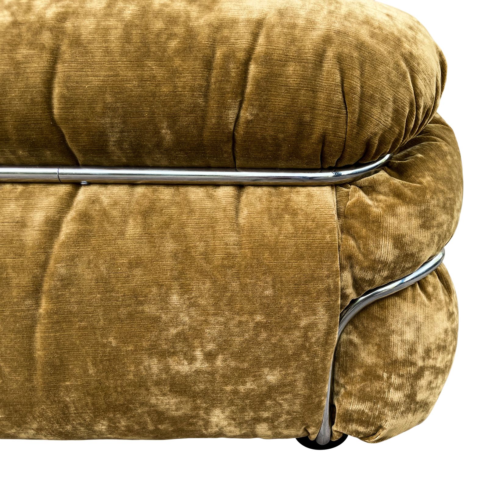 Sesann Three Seater Sofa By Gianfranco Frattini For Cassina, 1970s, Restored In Ocher Yellow Velvet photo vintage