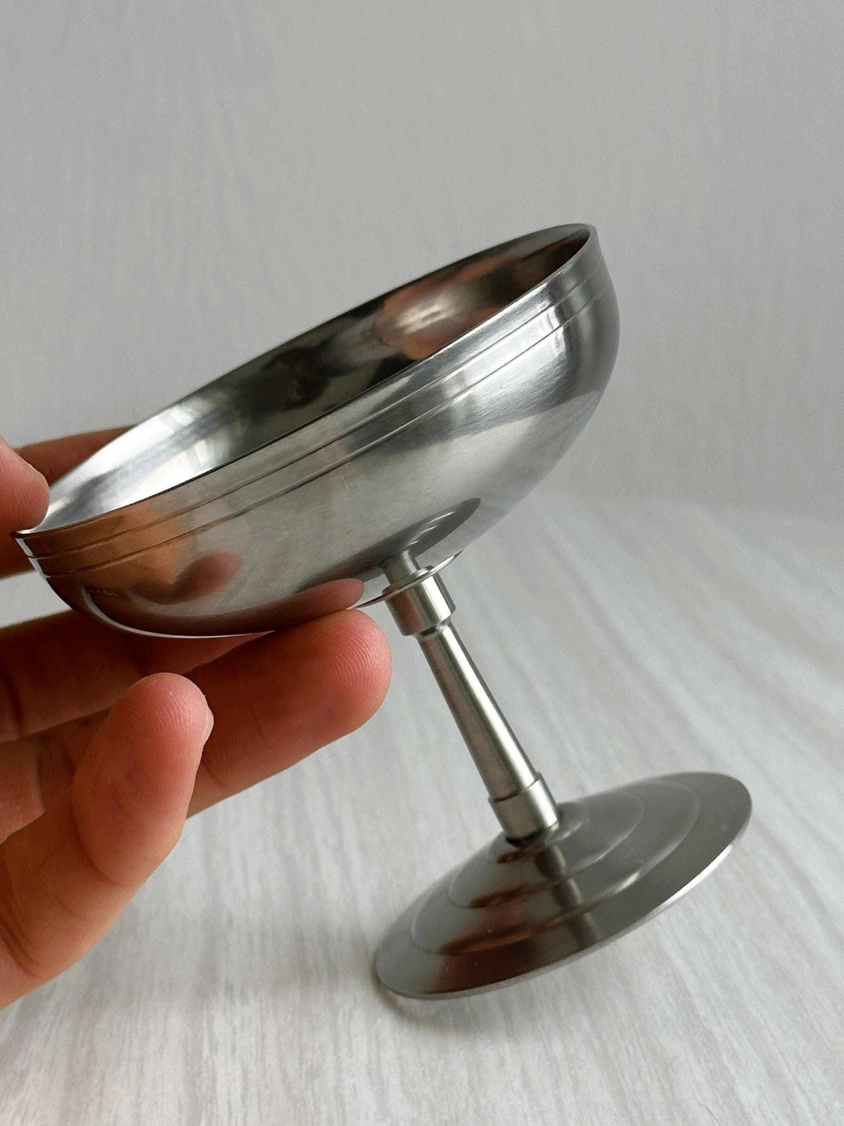 6 bols sur pied en inox Mat Letang Remy Style, fabrication française, art de la table en métal, service à dessert, idée cadeau. photo 73.0