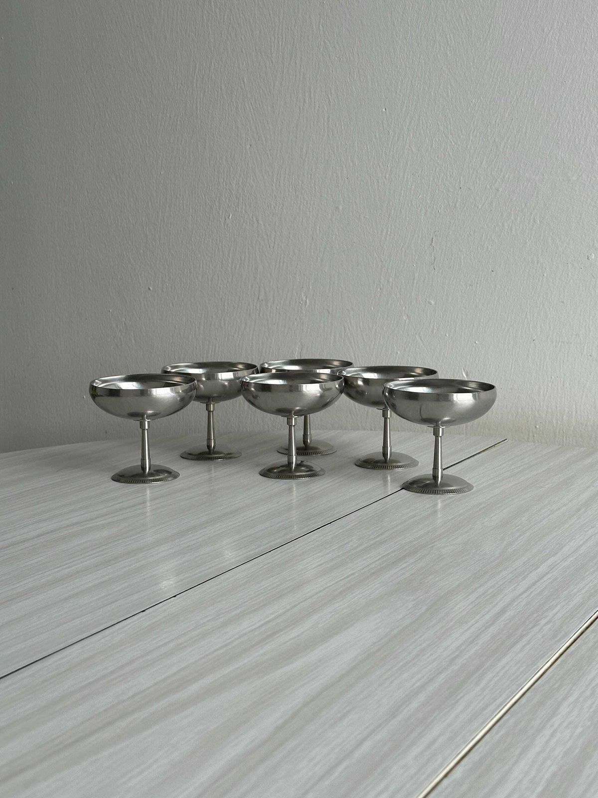 Set Of 6 18/10 Stainless Steel Metal Bowls, Antique Chic Tableware, Timeless Decor, Wedding Scenography, French Tableware