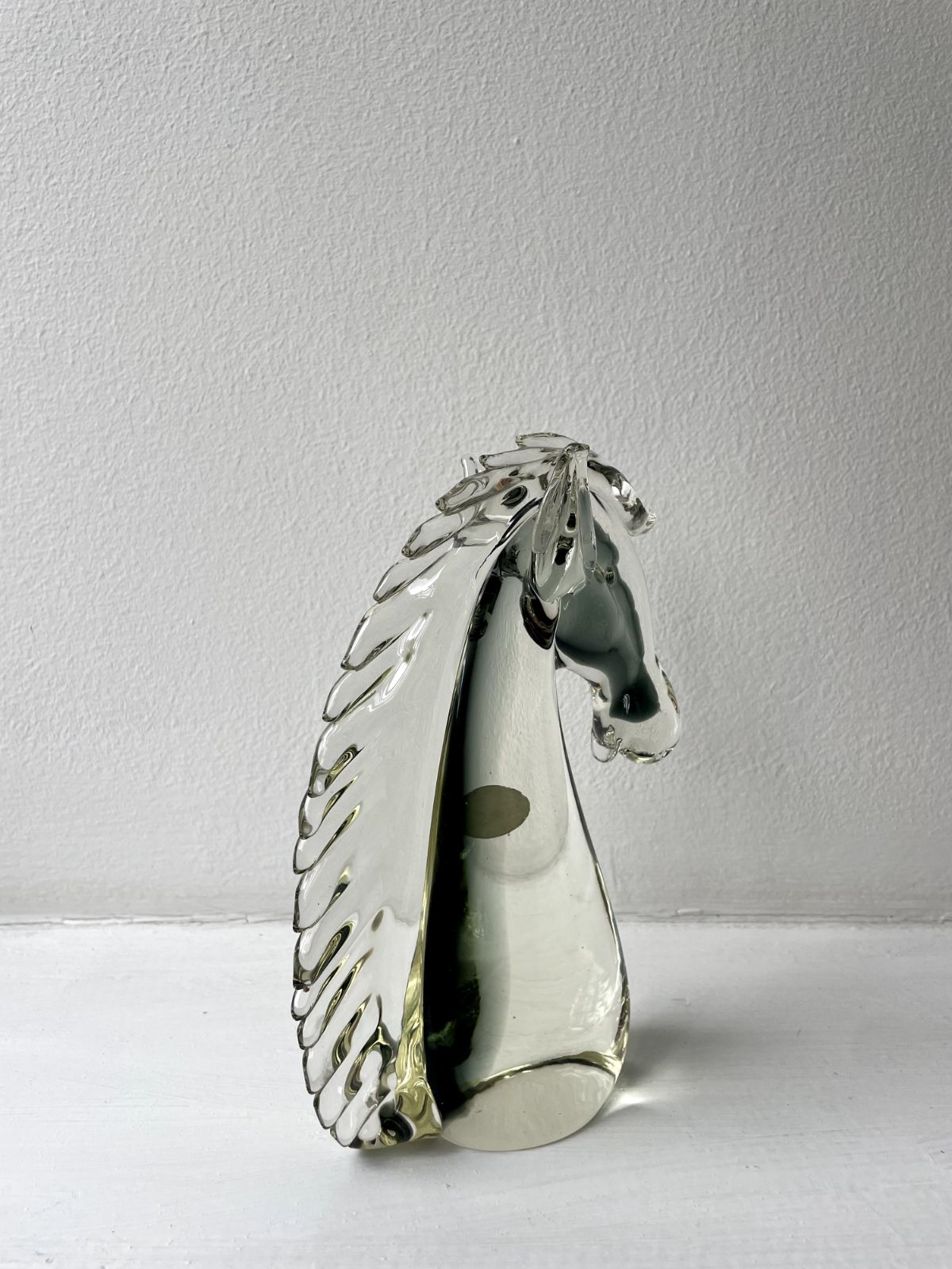 photo furniture Vintage Mid Century Murano Glass Grey Horse Head Figure Sculpture Made In Italy