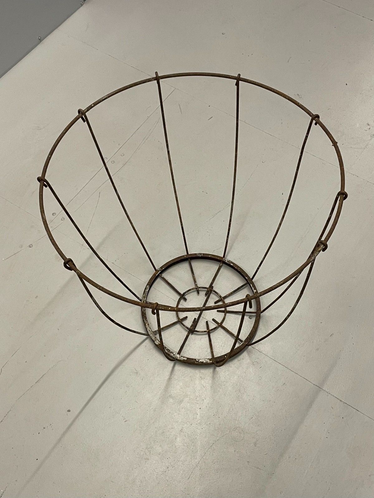 Vintage Circa 1970s Mid Century Iron Wire Frame Carboy Cage Log Basket photo furniture