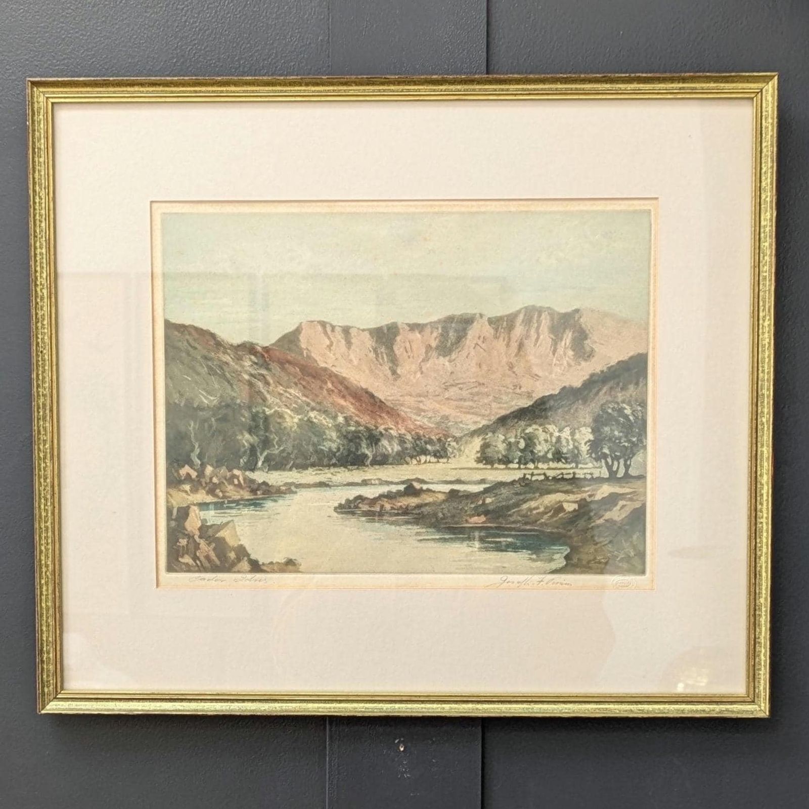 Joseph F. Pimm Hand Signed Artist Proof Etching ‘Cador Idris’ Welsh Landscape Mountain Print”
