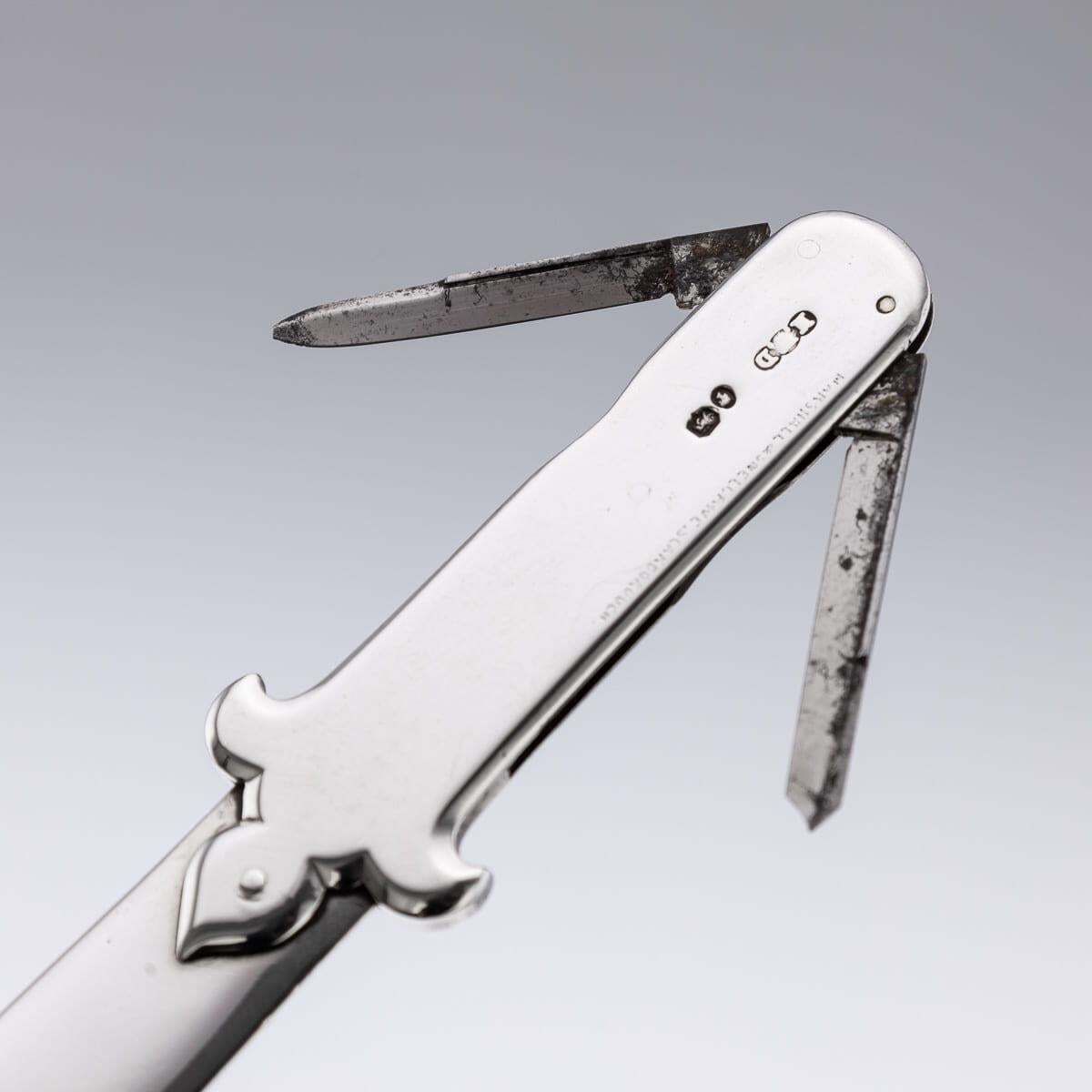 Antique 19th Century English Solid Silver Paperknife & Penknife Bookmark C.1868 photo vinterior